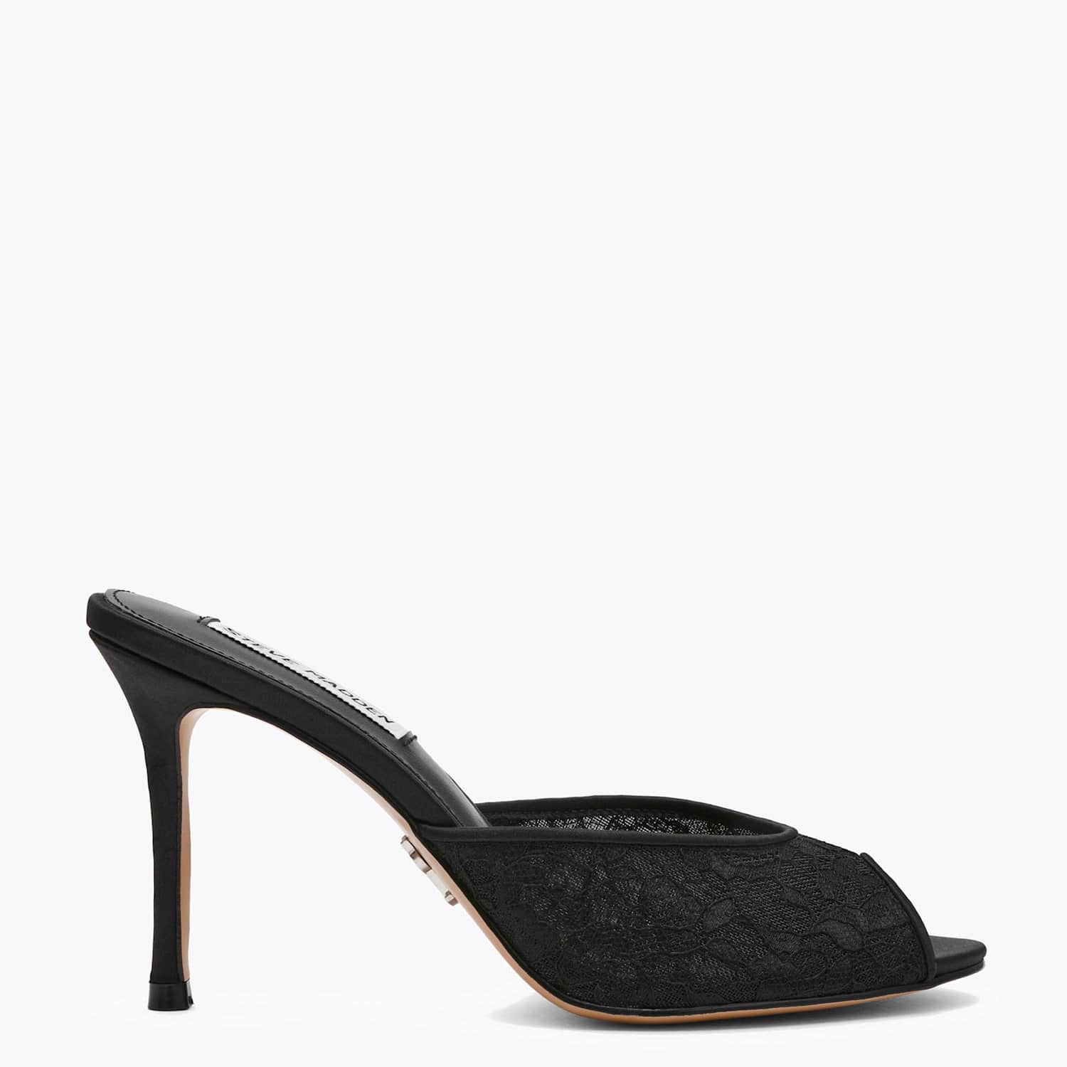 Steve Madden Women's Rollout Lace Stiletto Heel Peep Toe Sandals - 4 - Black - Available at M&S