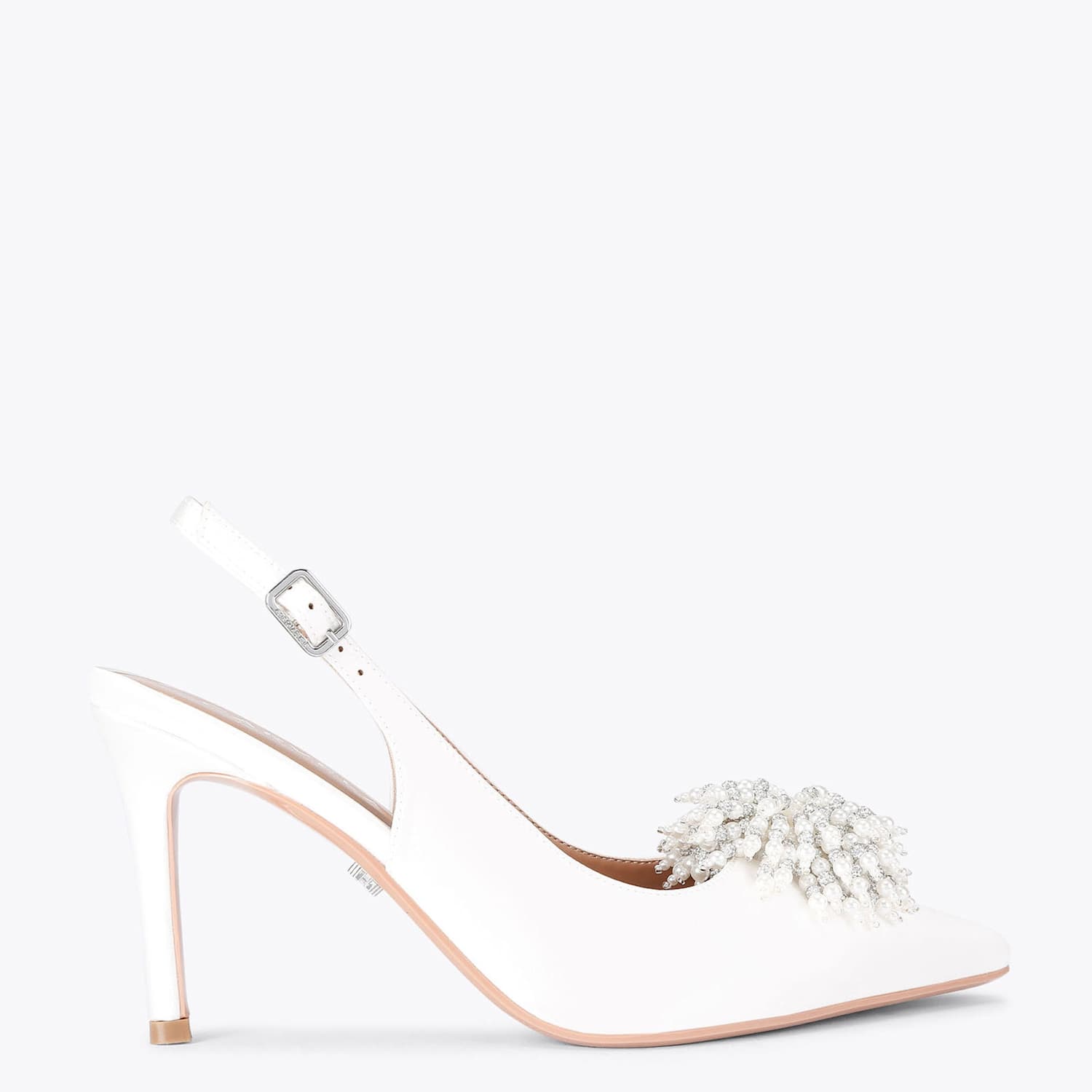 Carvela Women's Satin Embellished Slingback Shoes - 7 - White - Available at M&S