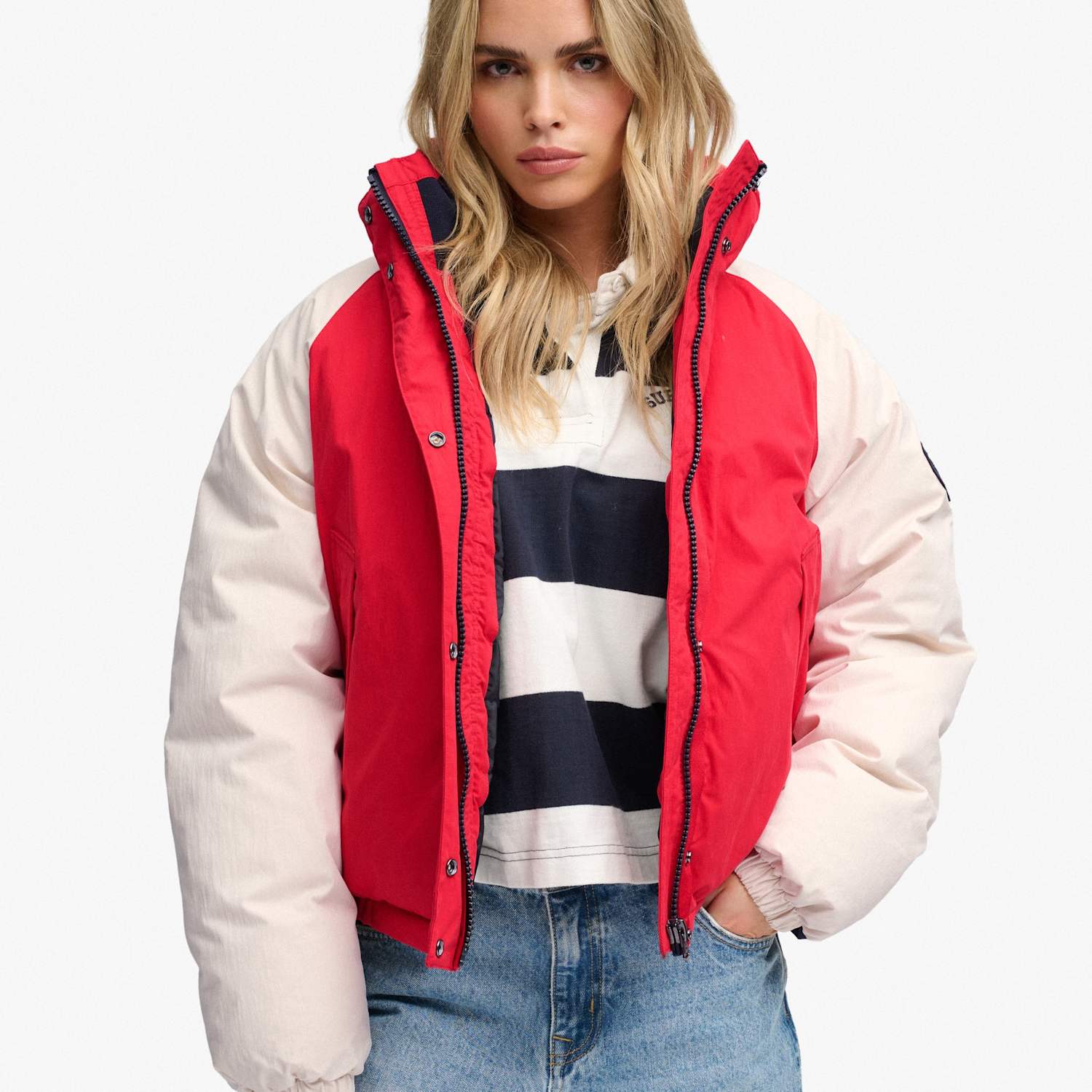 Superdry & Co Women's Cotton Rich Water Resistant Padded Jacket - 16 - Red Mix - Available at M&S