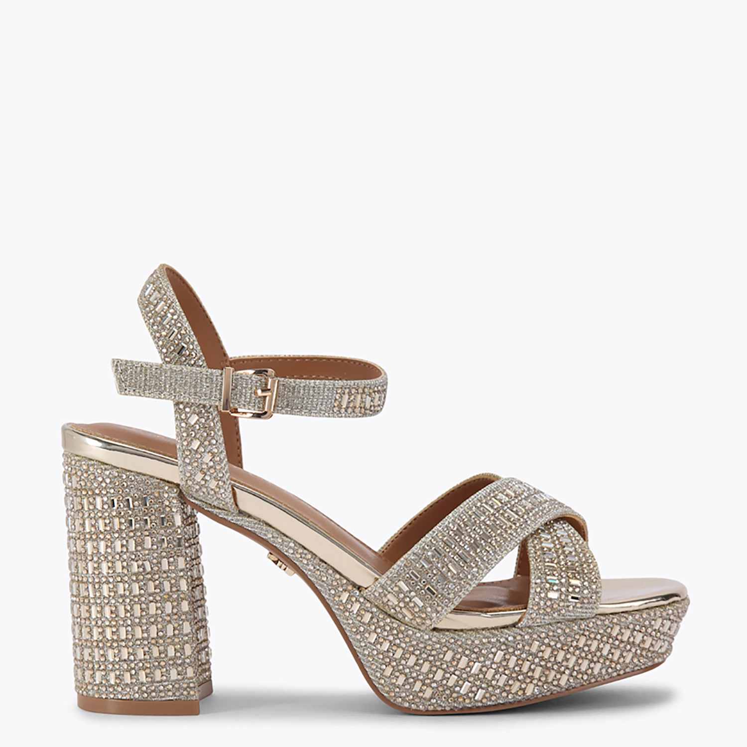 Kurt Geiger Women's Sparkle Platform Block Heel Sandals - 6 - Gold - Available at M&S