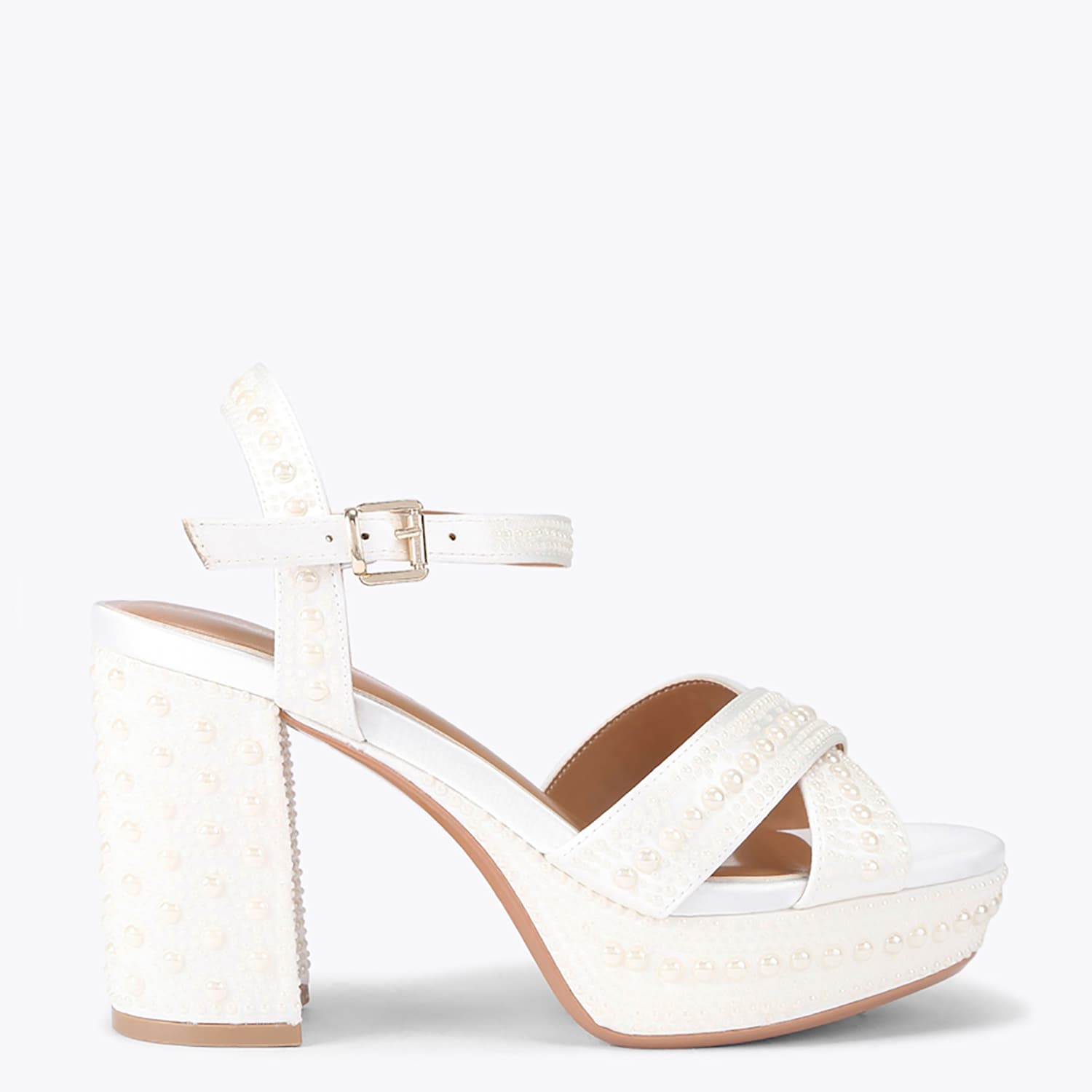 Kurt Geiger Women's Beaded Platform Block Heel Sandals - 4 - White - Available at M&S