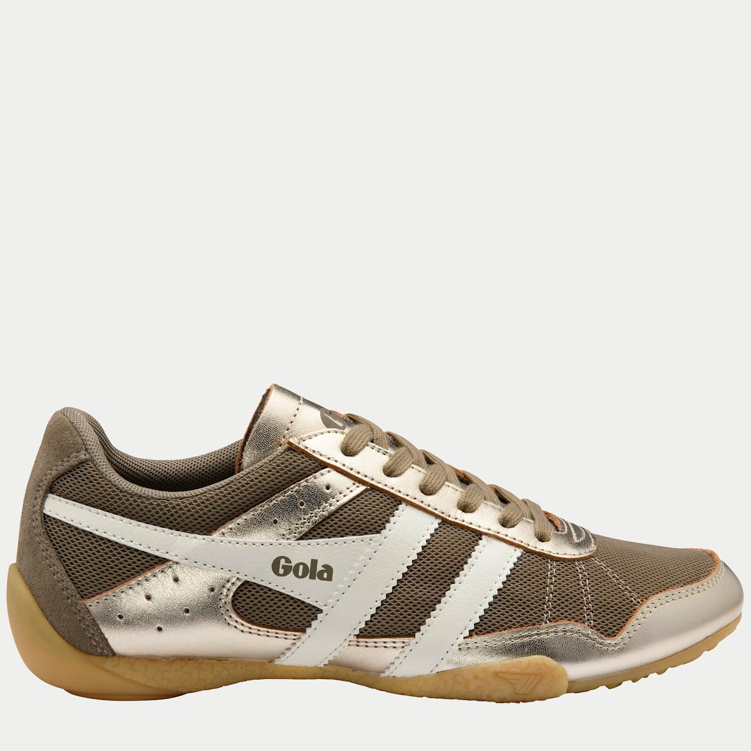 Gola Women's Cascade Glimmer Lace Up Metallic Trainers - 4 - Gold Mix - Available at M&S