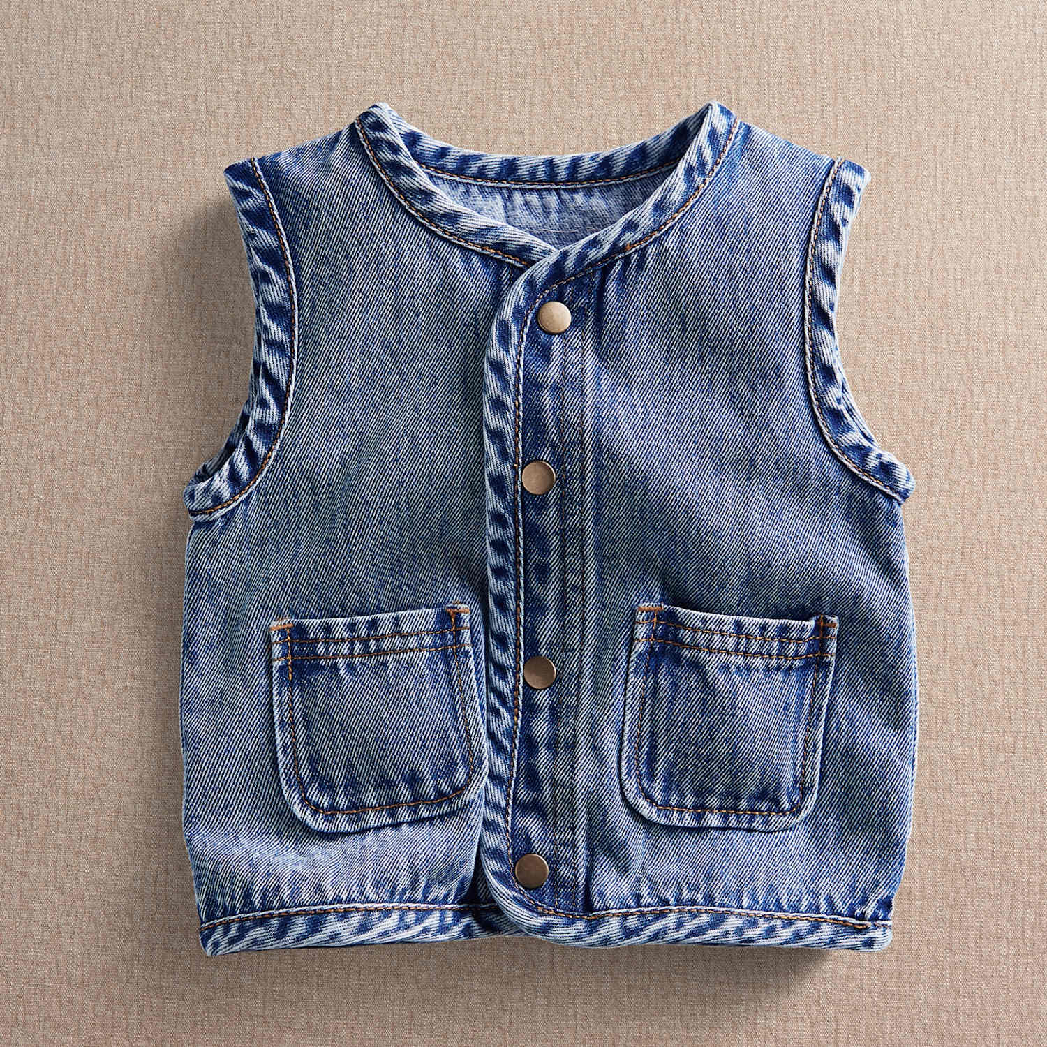 Mamas & Papas Boys Denim Gilet (3-36 Mths) - 9-12 Months - Blue - Available at M&S