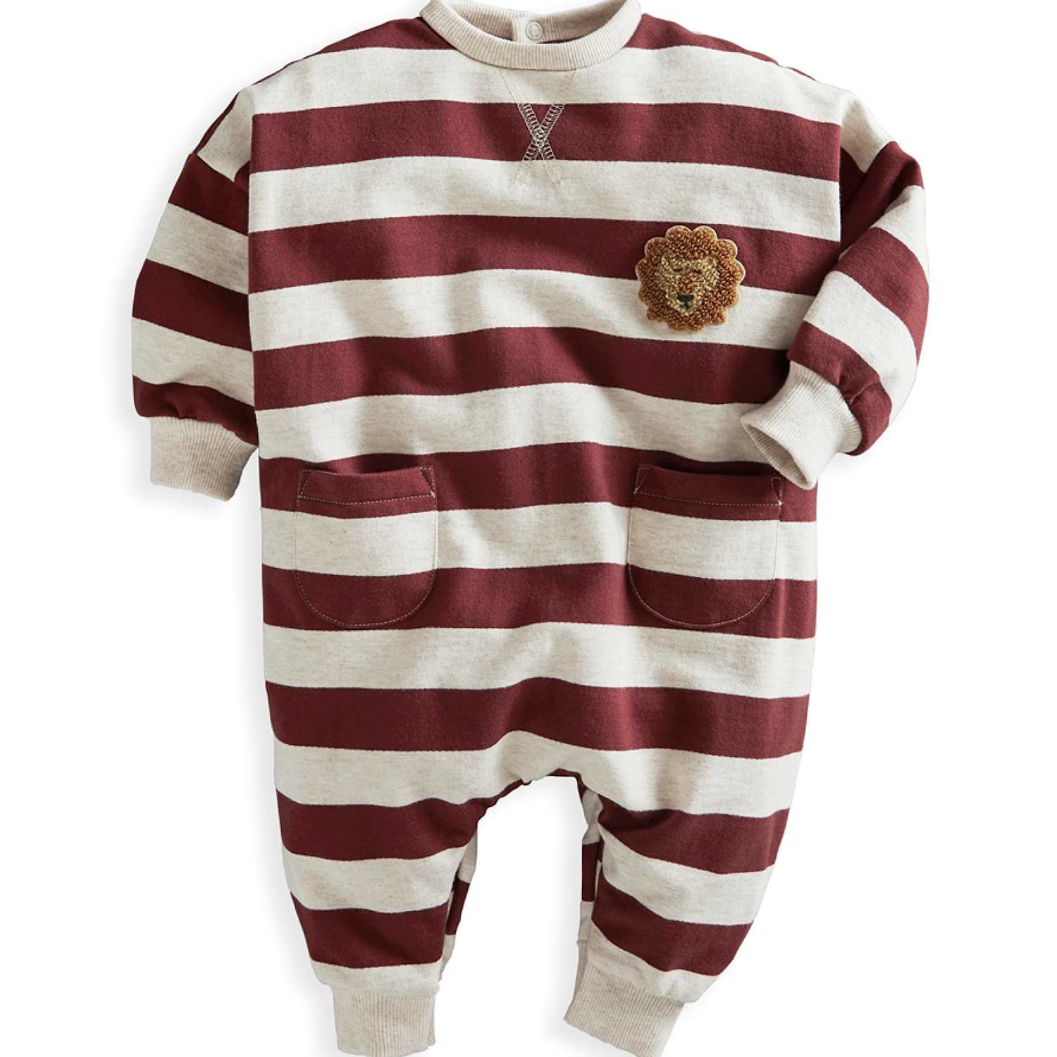 Mamas & Papas Boys Pure Cotton Patterned Long Sleeve Romper - 12-18 Months - Burgundy - Available at M&S