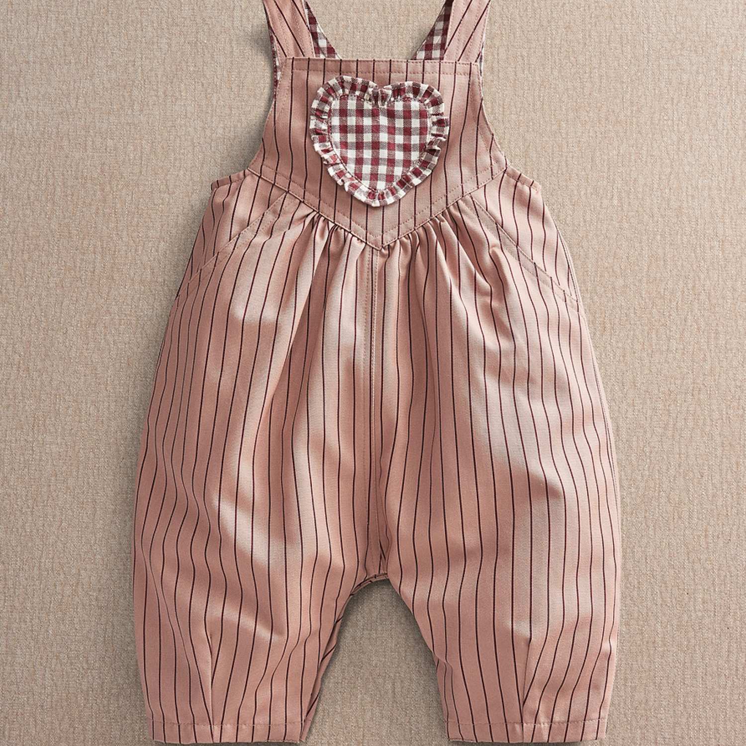 Mamas & Papas Girls Pure Cotton Heart Dungarees (0-24 Months) - 6-9 Months - Pink - Available at M&S