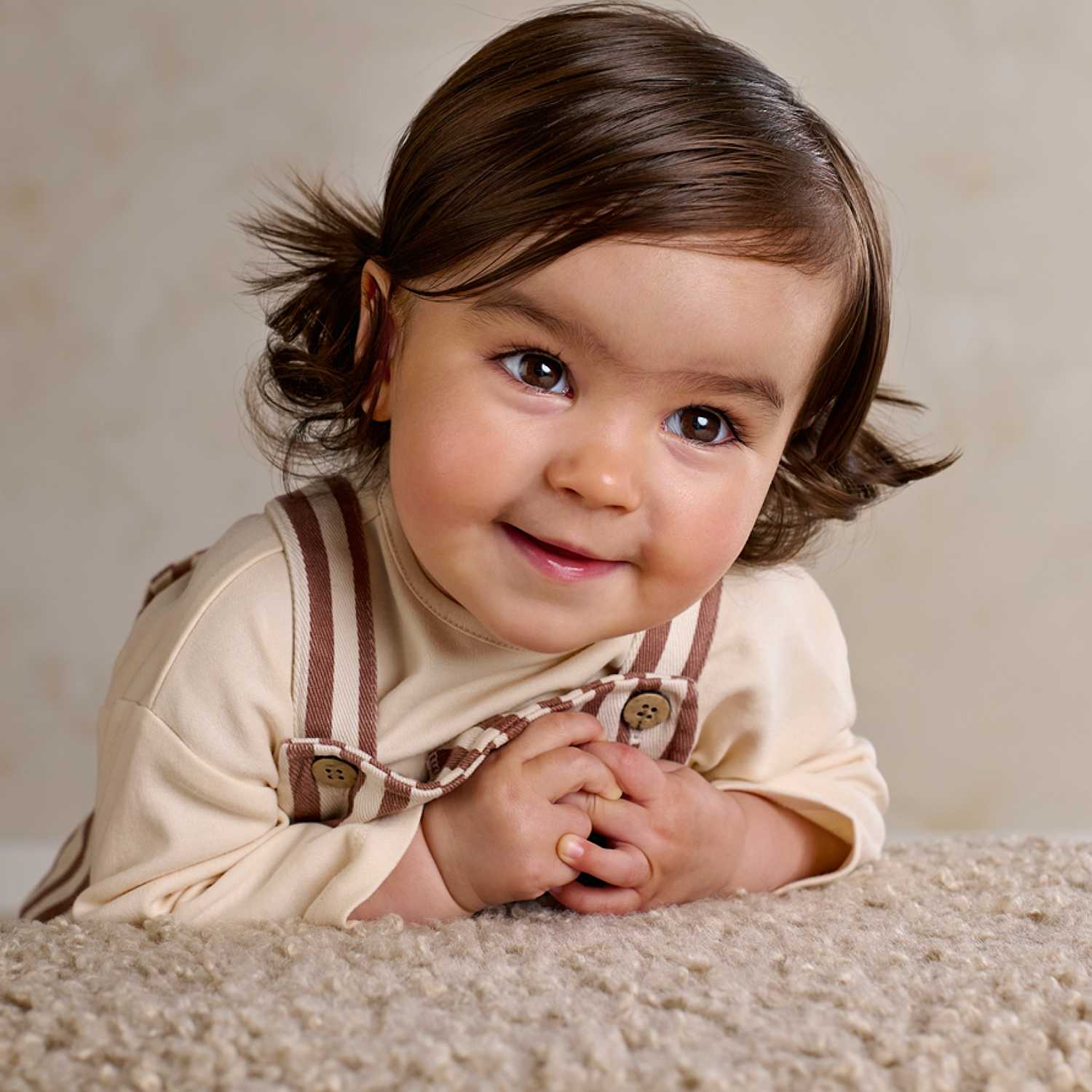 Mamas & Papas Kids 2 Piece Cotton Rich Patterned Dungarees Outfit (0-24 Mths) - 9-12 Months - Brown - Available at M&S
