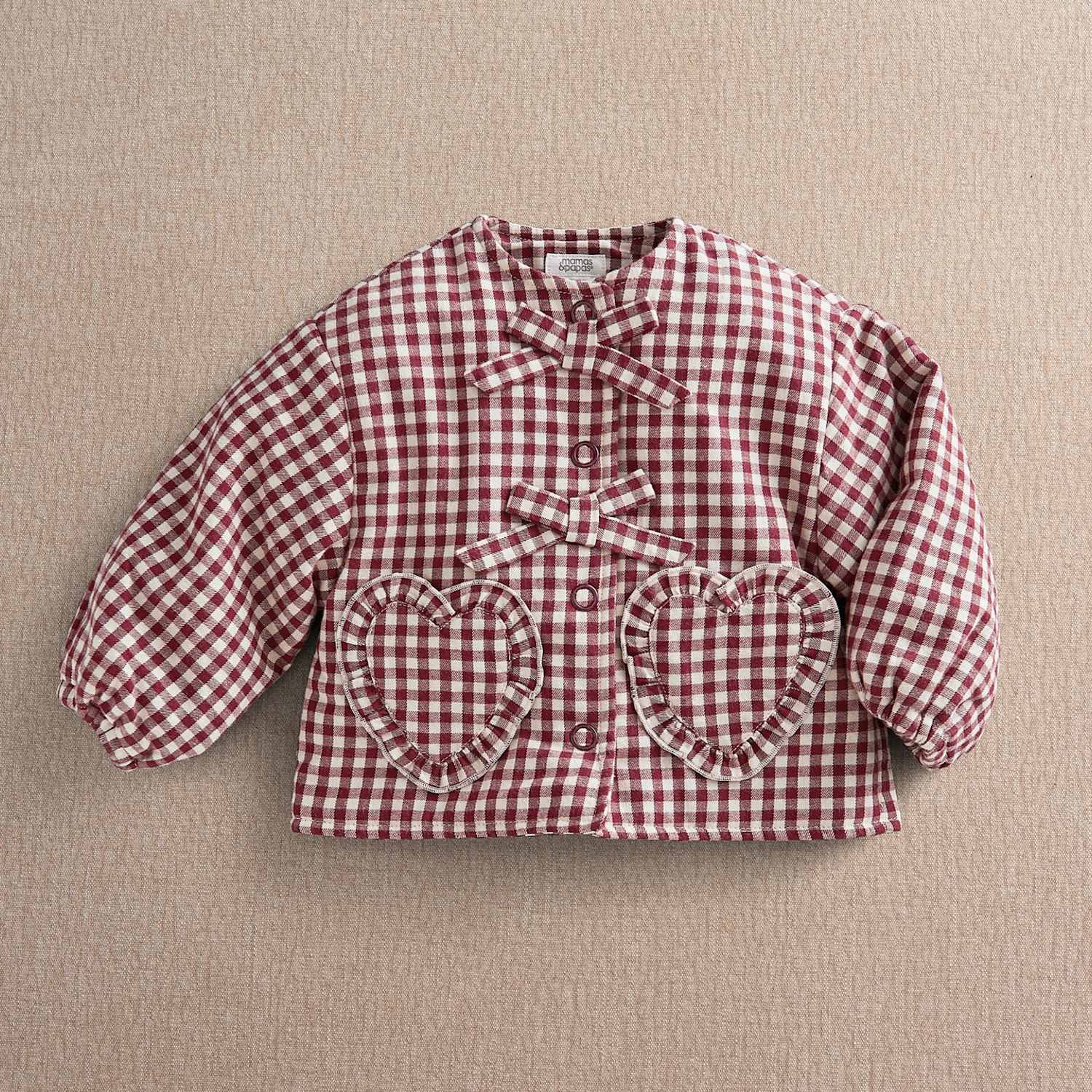 Mamas & Papas Girls Pure Cotton Gingham Padded Jacket (3 Mths-3 Yrs) - 9-12 Months - Red - Available at M&S