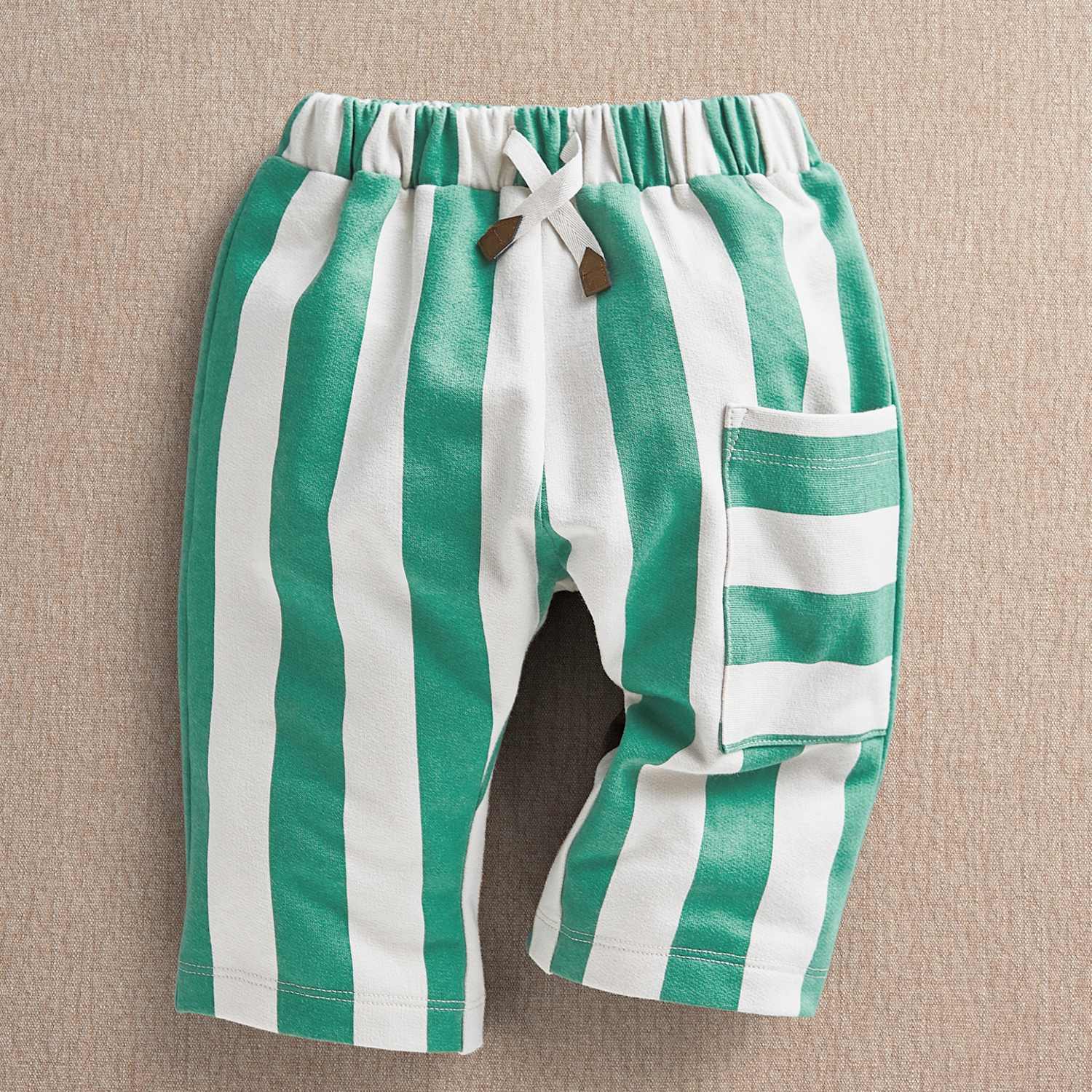 Mamas & Papas Boys Pure Cotton Striped Trousers (0-3 Yrs) - 12-18 Months - Green - Available at M&S