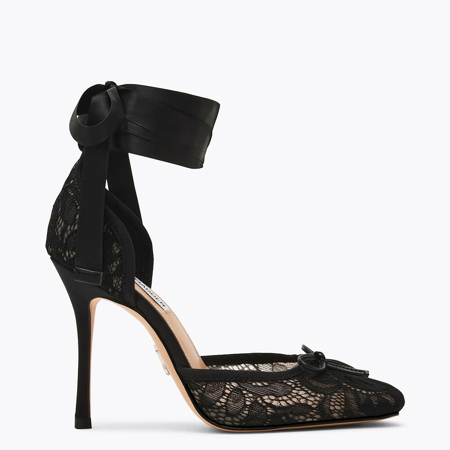 Steve Madden Women's Larina Lace Ankle Strap Stiletto Heels - 3 - Black - Available at M&S