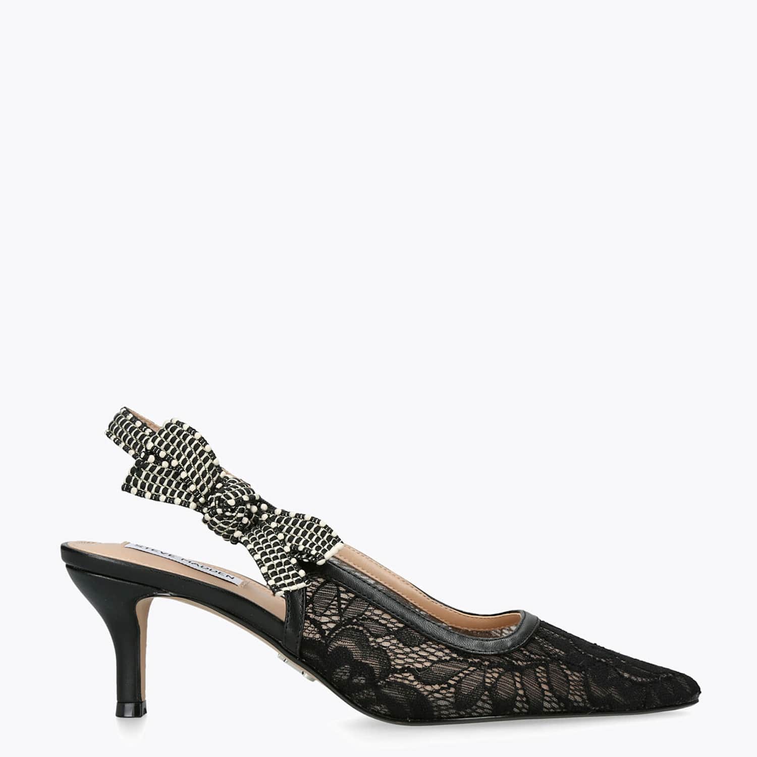 Steve Madden Women's Ensemble Lace Slingback Pointed Toe Heels - 4 - Black - Available at M&S