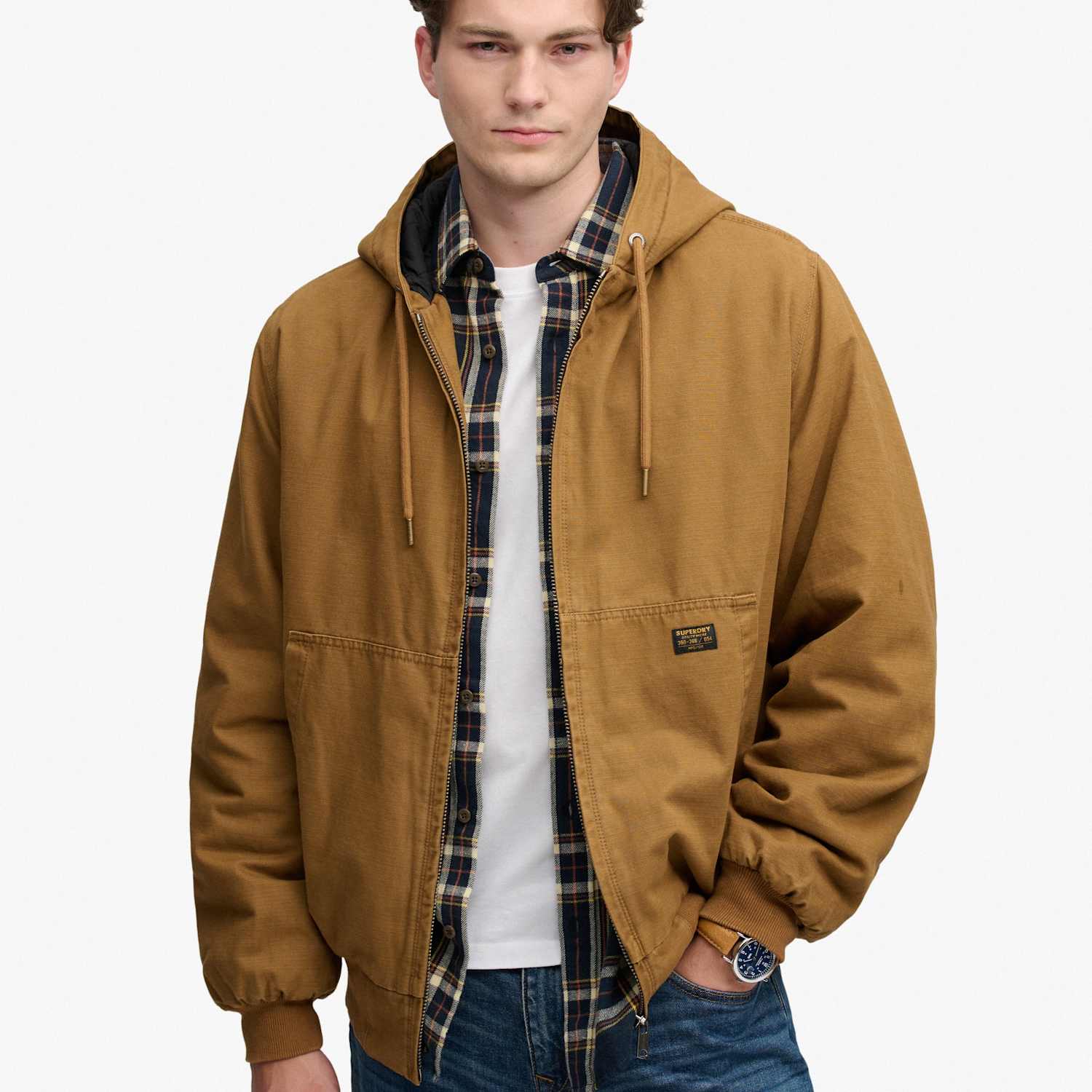 Superdry & Co Men's Hooded Bomber Jacket - S - Brown - Available at M&S