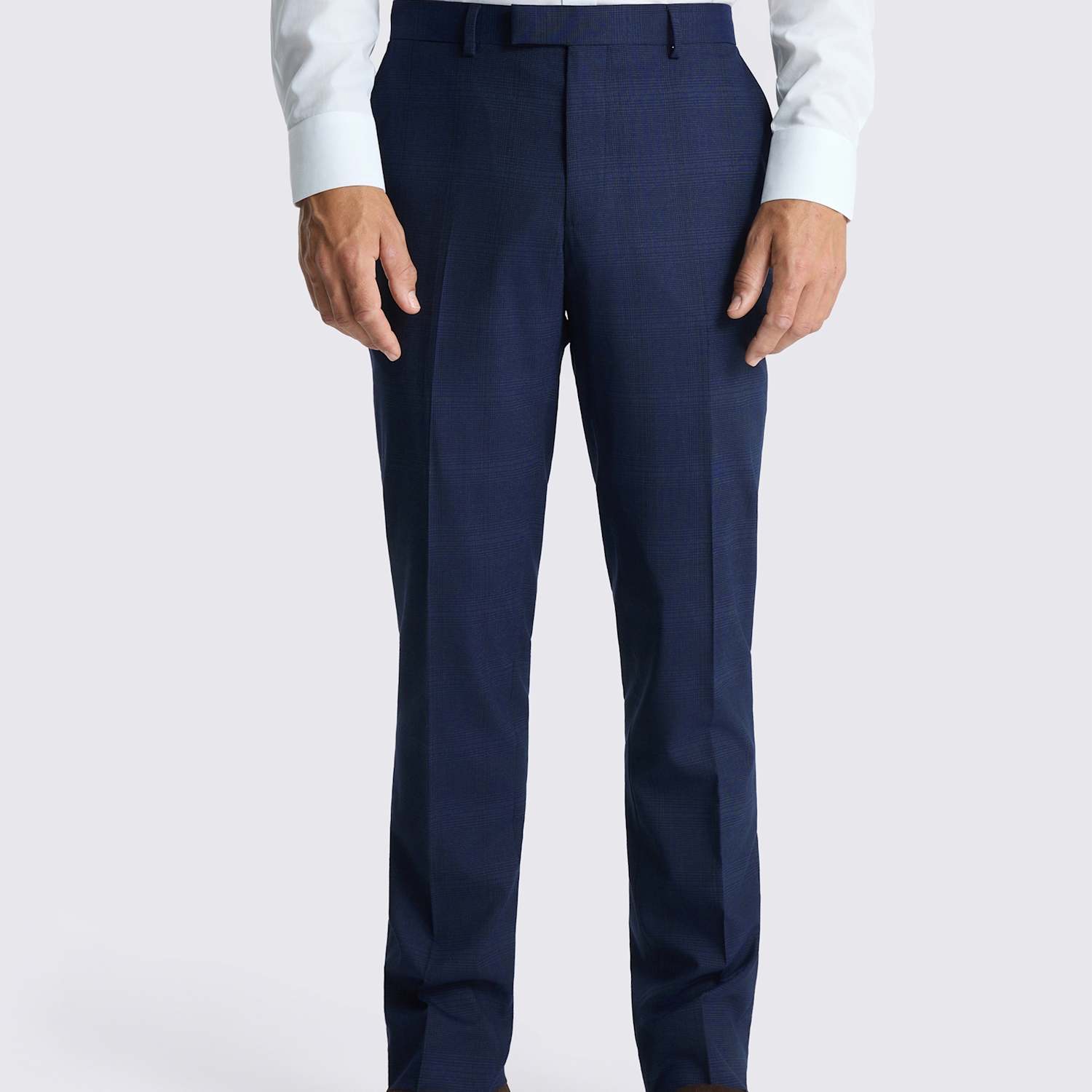 Moss Men's Slim Fit Micro Check Suit Trousers - 34 - Navy Mix - Available at M&S