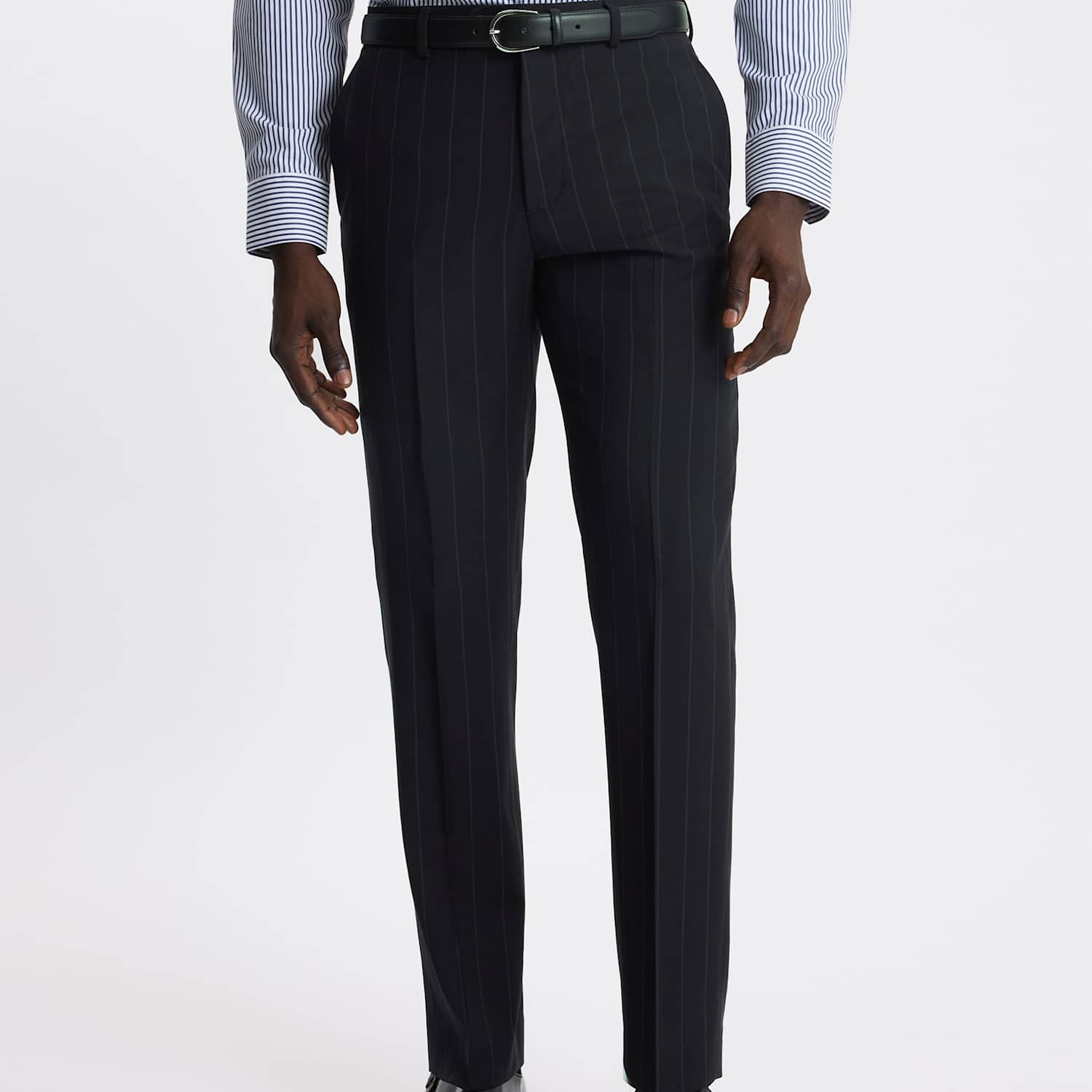 Moss Men's Tailored Fit Pinstripe Suit Trousers - 40 - Navy Mix - Available at M&S