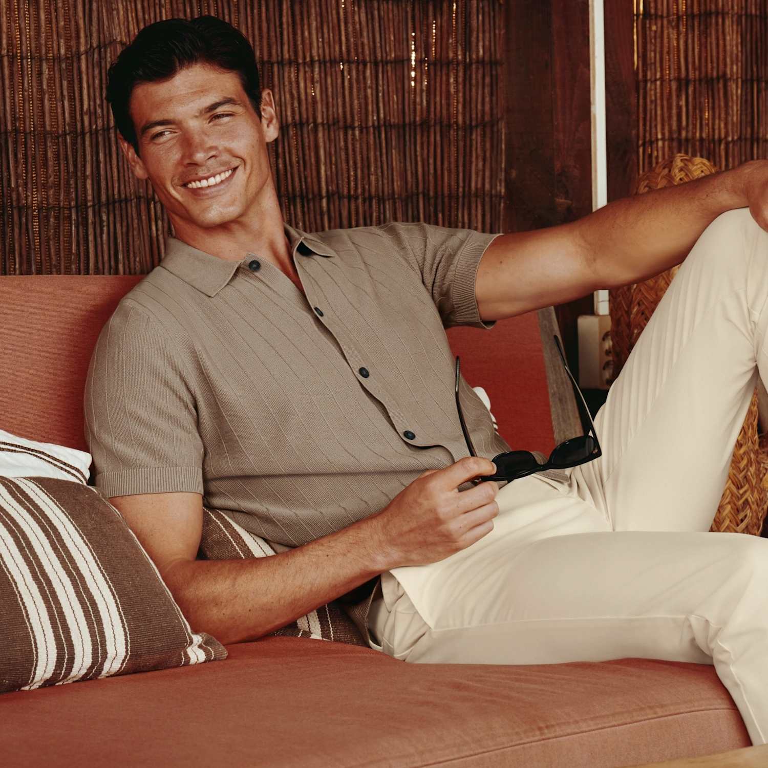 Charles Tyrwhitt Men's Pure Cotton Textured Knitted Polo Shirt - 3XL - Taupe - Available at M&S