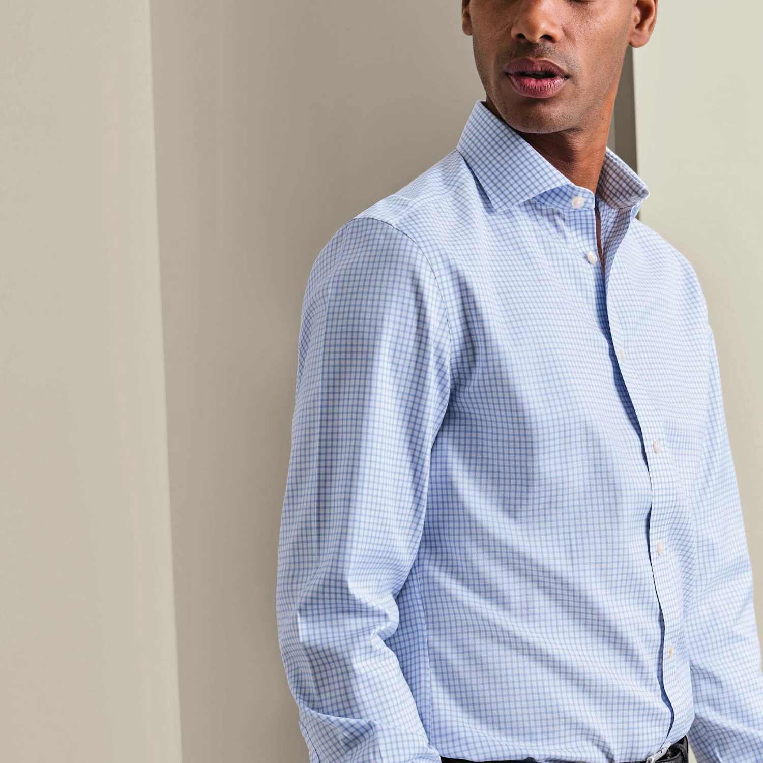 Charles Tyrwhitt Men's Slim Fit Non Iron Pure Cotton Check Shirt - 16/35in - Blue Mix - Available at M&S