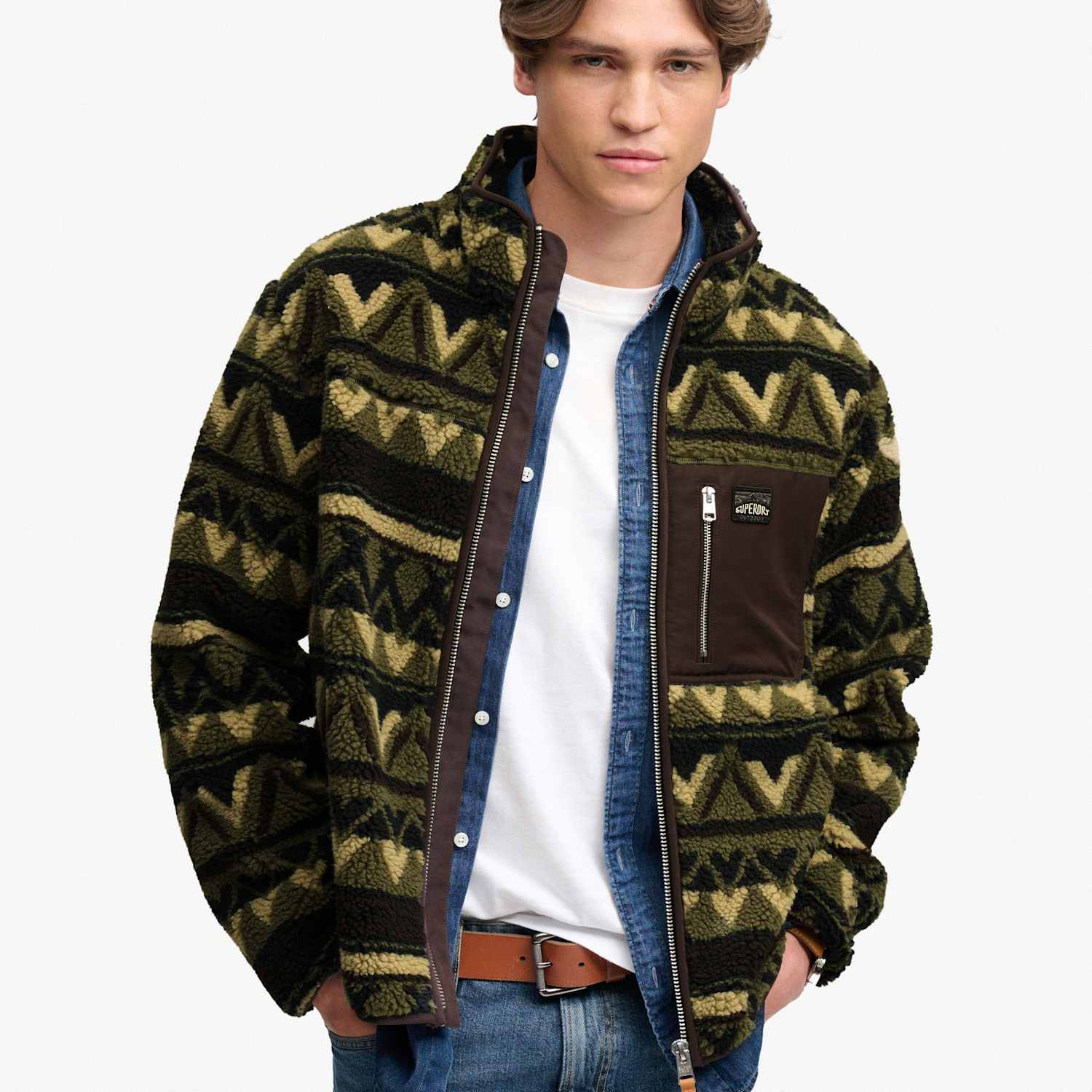 Superdry & Co Men's Abstract Zip Up Fleece - M - Green Mix - Available at M&S