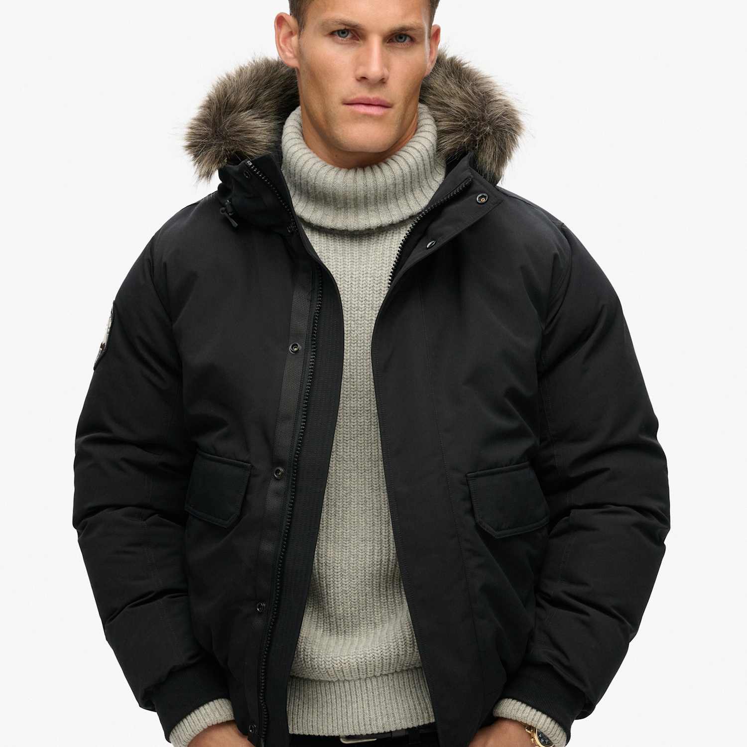 Superdry & Co Men's Hooded Padded Bomber Jacket - S - Black - Available at M&S