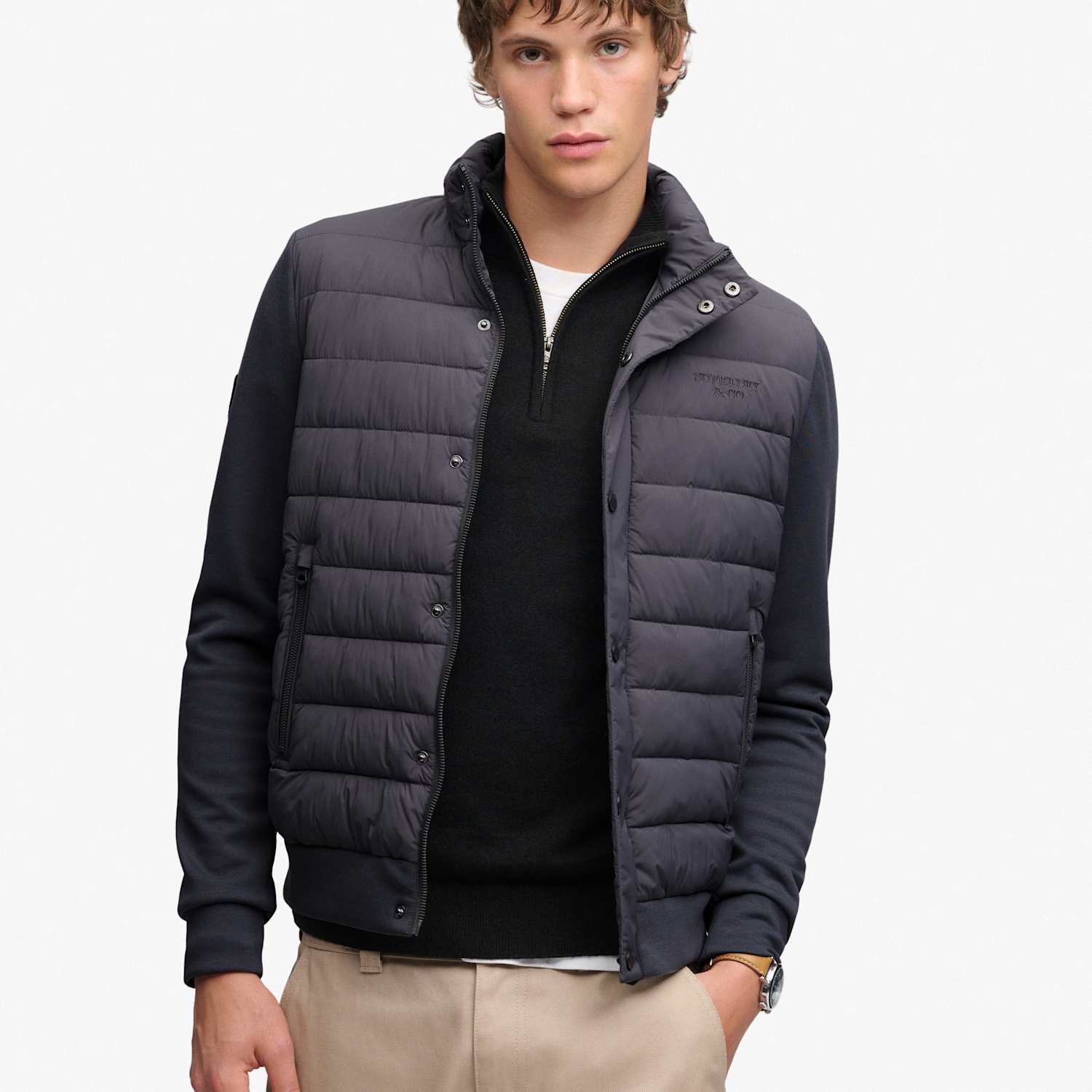 Superdry & Co Men's Hybrid Padded Jacket - M - Dark Grey - Available at M&S