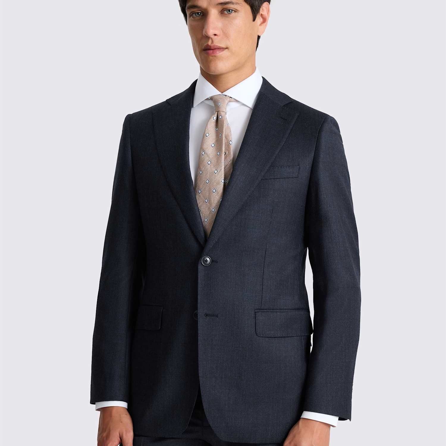 Moss Men's Tailored Fit Wool Rich Performance Check Suit Jacket - 52 - Navy Mix - Available at M&S