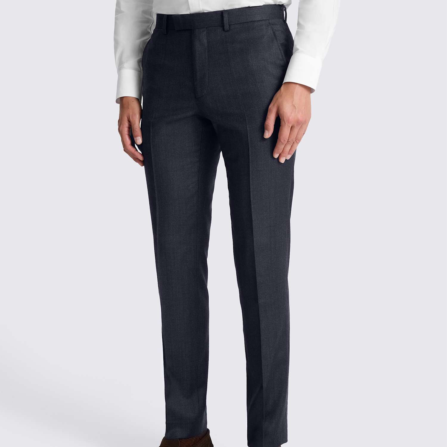 Moss Men's Tailored Fit Check Performance Suit Trousers - 36 - Navy Mix - Available at M&S
