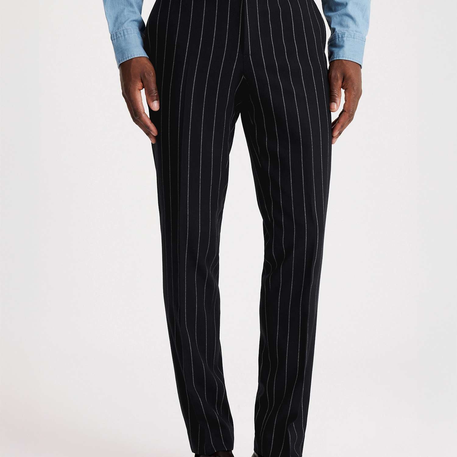 Moss Men's Tailored Fit Pinstripe Suit Trousers - 34 - Navy Mix - Available at M&S