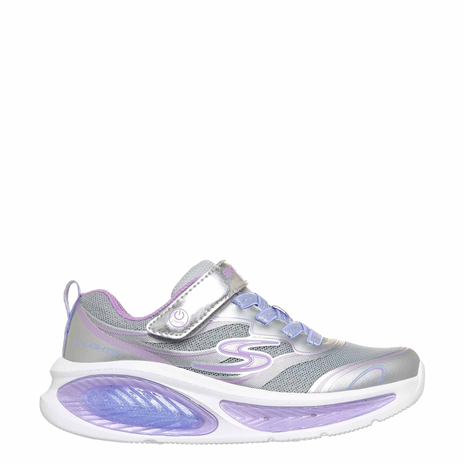 Skechers Girls Cosmic Glow 2.0 Riptape Trainers (9 ½ Small - 2 Large) - 1½ - Silver - Available at M&S