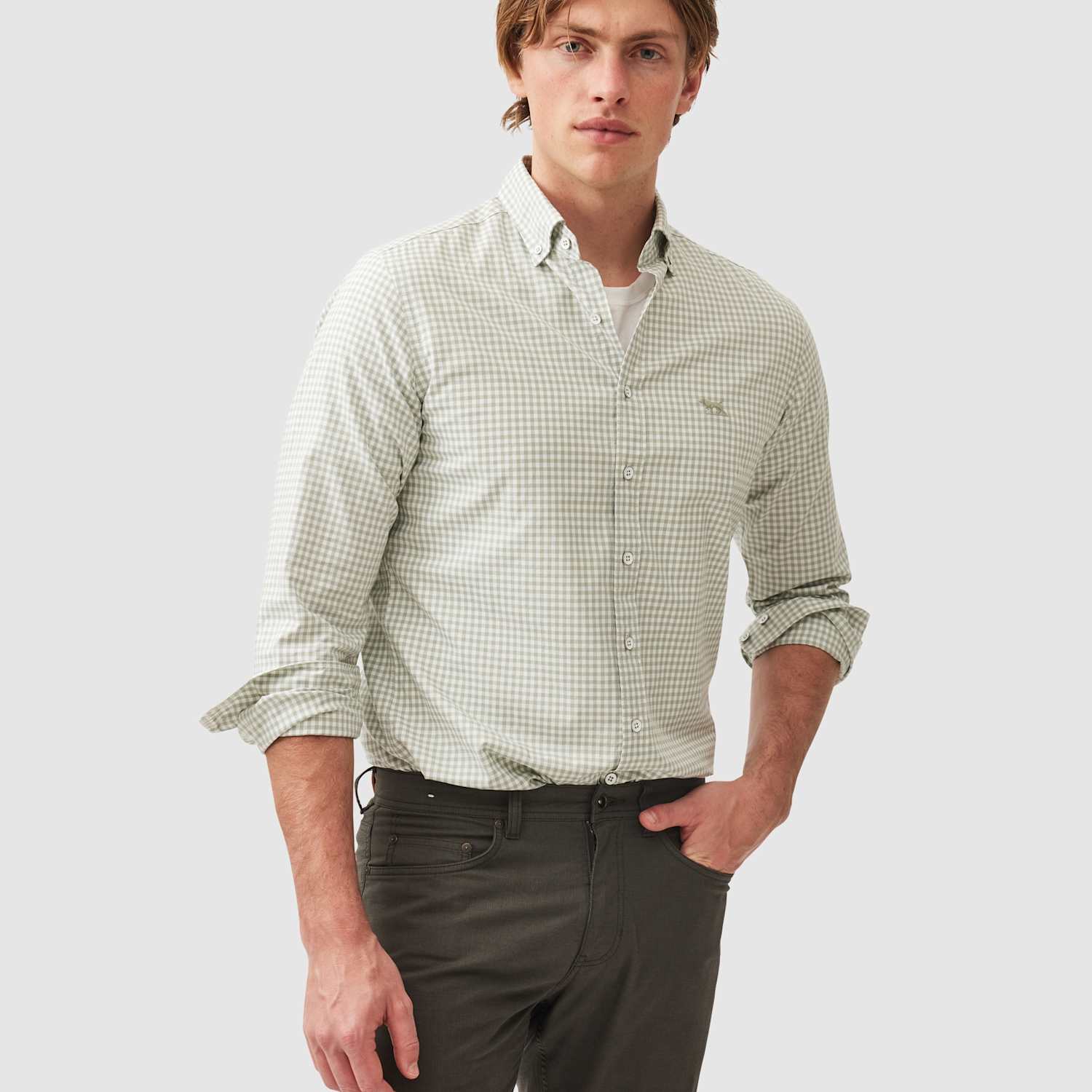 Rodd & Gunn Men's Oxford Baysure Pure Cotton Gingham Shirt - L - Green Mix - Available at M&S