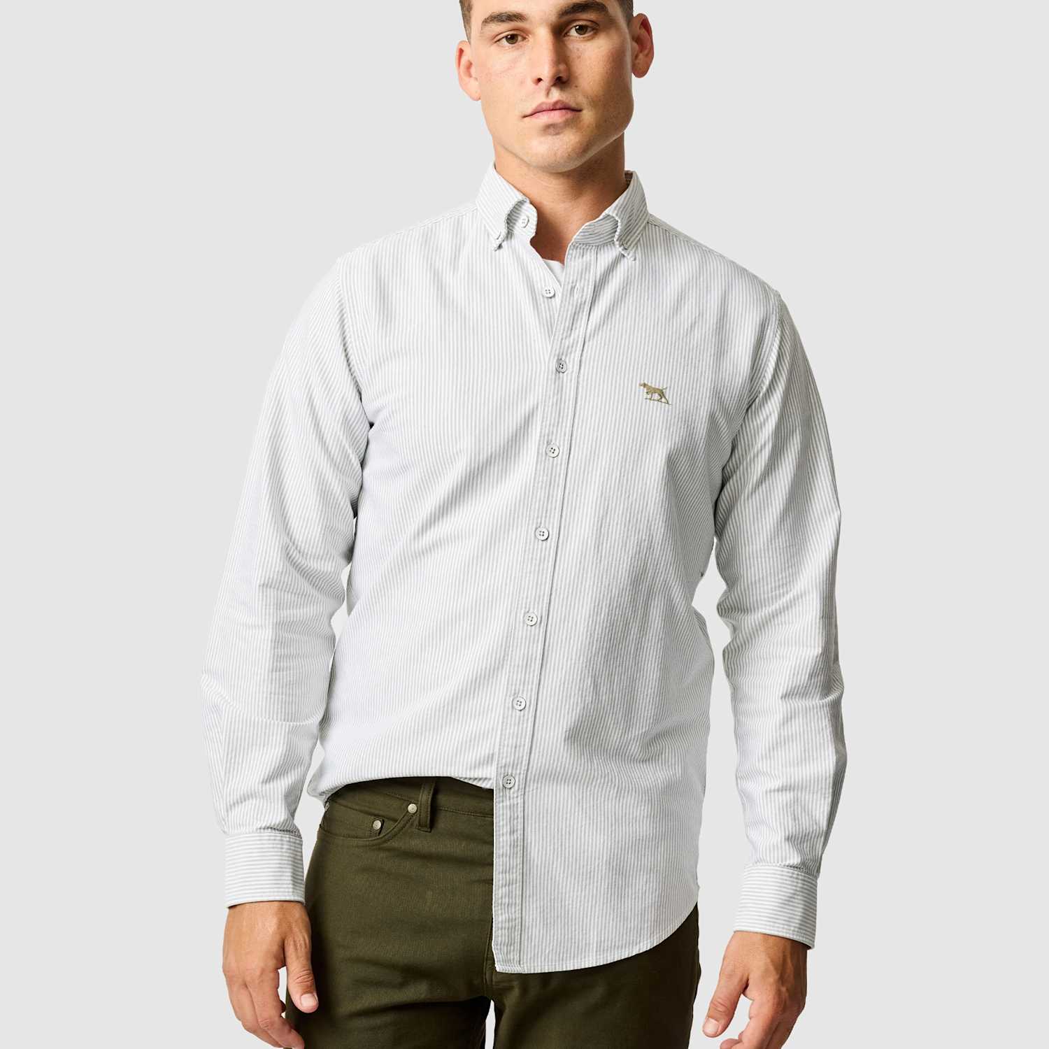 Rodd & Gunn Men's Slim Fit Pure Cotton Striped Shirt - L - Green Mix - Available at M&S