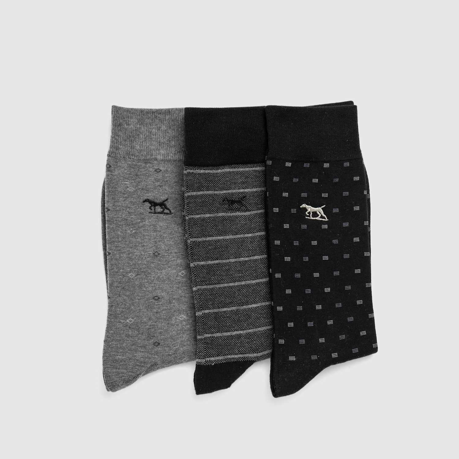 Rodd & Gunn Men's 3 Pack Patterned Cotton Rich Socks - M - Black Mix - Available at M&S