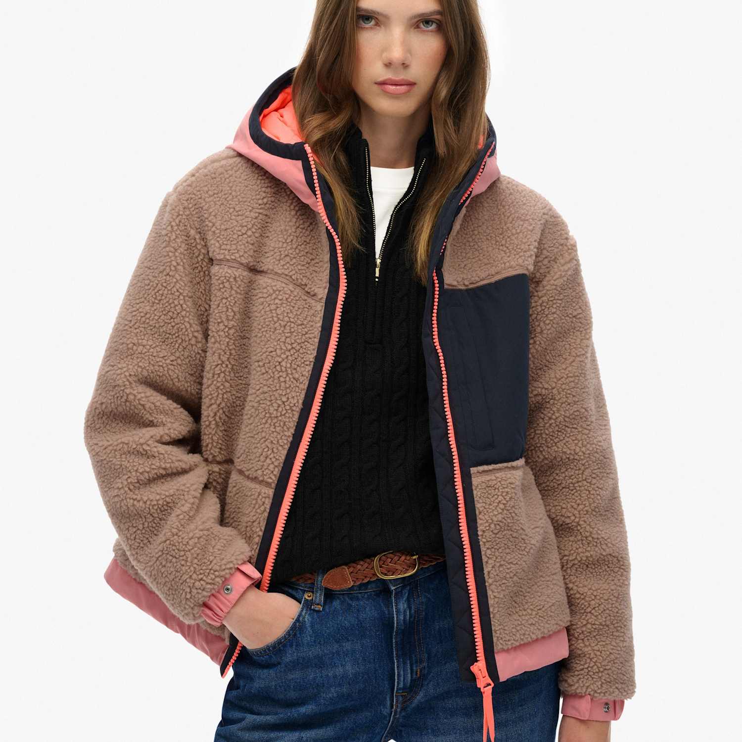 Superdry & Co Women's Hooded Fleece Jacket - 10 - Beige - Available at M&S