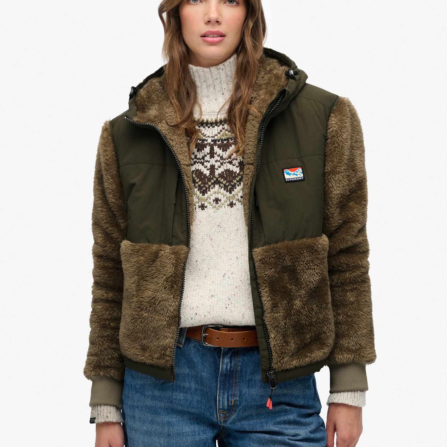 Superdry & Co Women's Hooded Zip Up High Neck Jacket - 8 - Brown Mix - Available at M&S