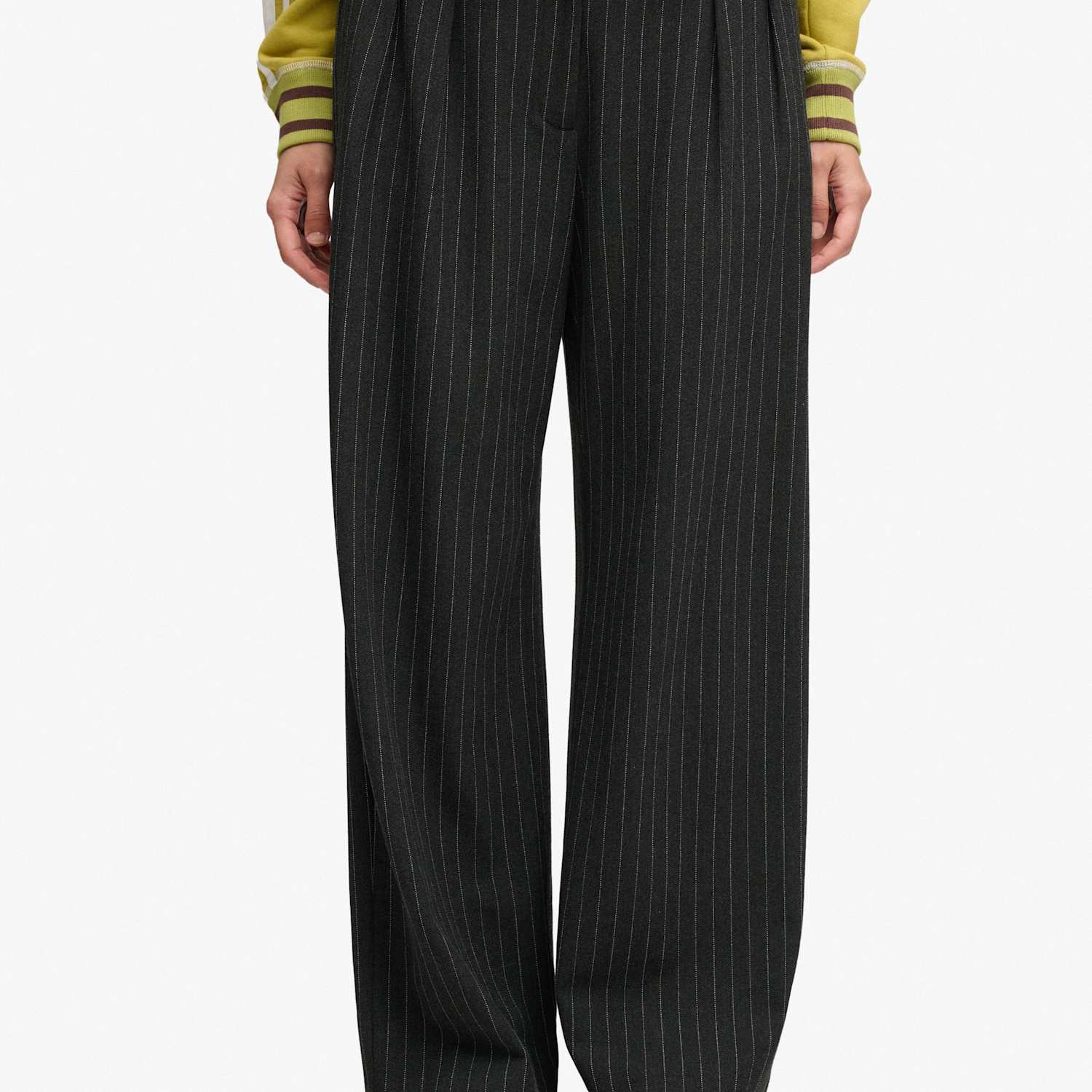 Superdry & Co Women's Pinstripe Straight Leg Trousers - 8 - Grey Mix - Available at M&S