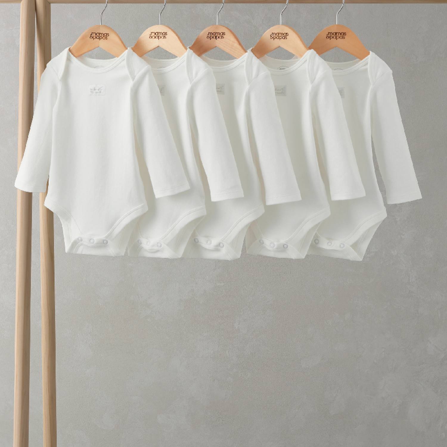 Mamas & Papas Kids 5 Pack Pure Cotton Welcome Bodysuits (0-24 Mths) - 9-12 Months - White - Available at M&S