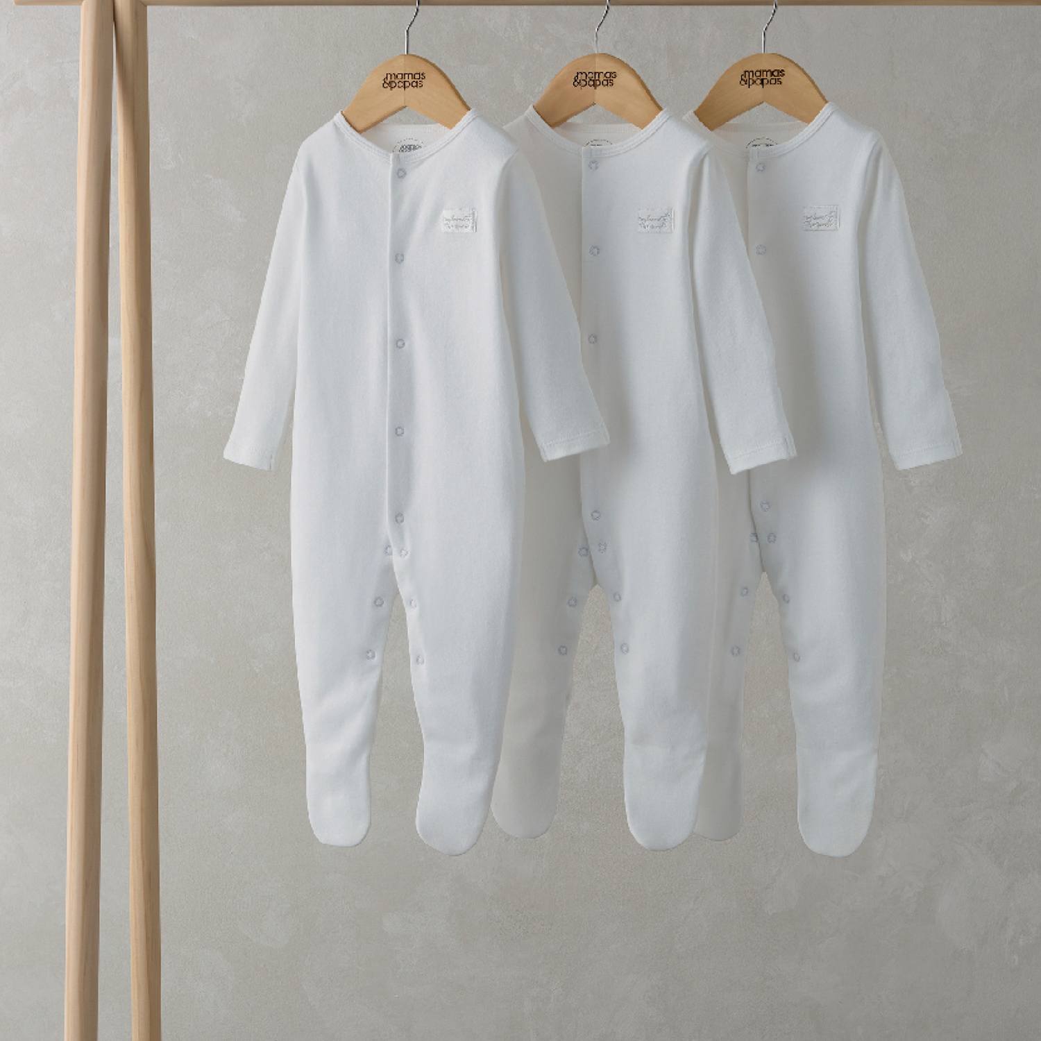 Mamas & Papas Kids 3 Pack Pure Cotton Welcome Sleepsuits (0-24 Mths) - 12-18 Months - White - Available at M&S