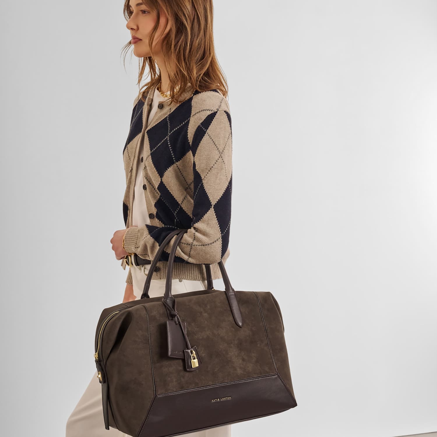 Katie Loxton Women's Faux Suede Weekend Bag - Chocolate - Available at M&S