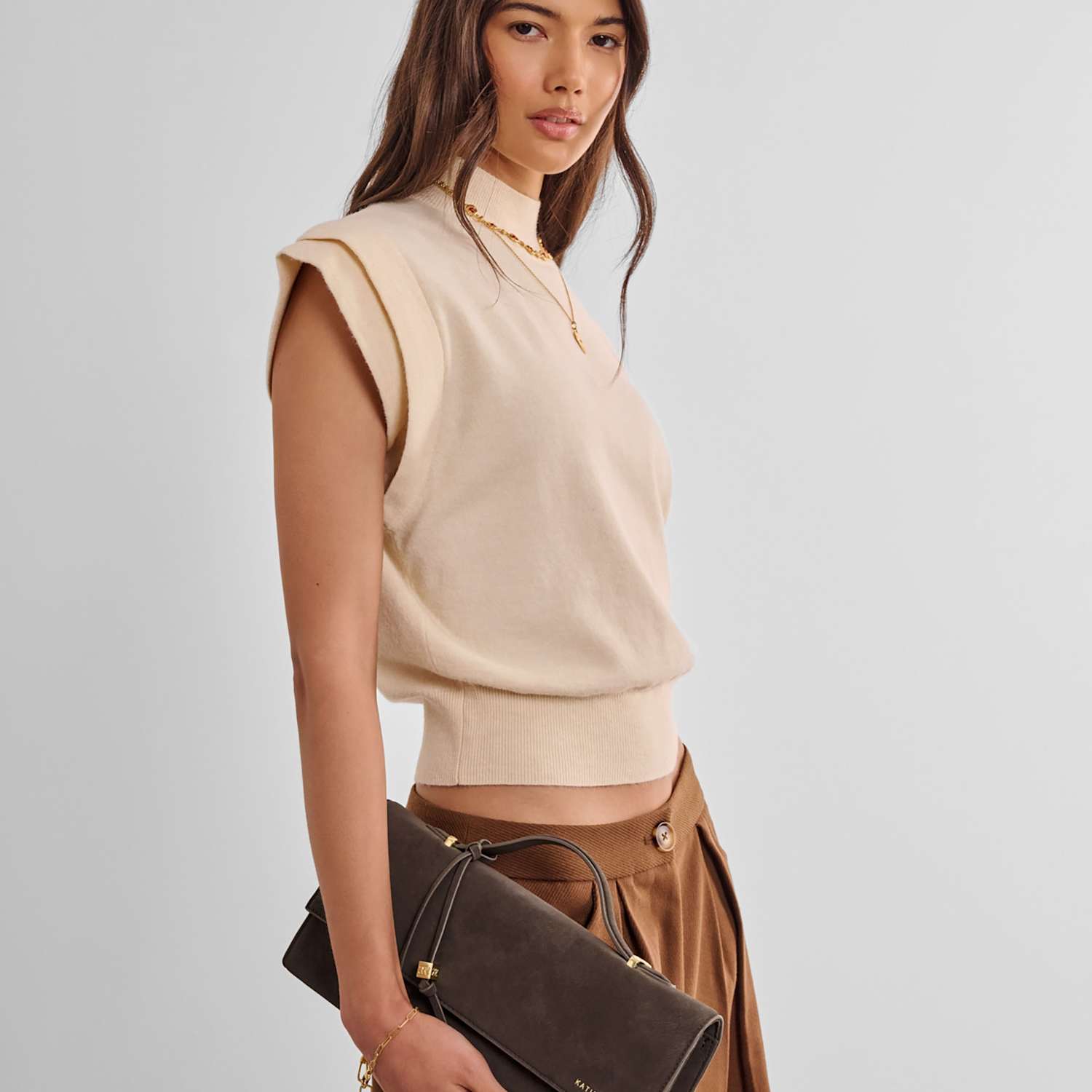 Katie Loxton Women's Faux Suede Clutch Bag - Chocolate - Available at M&S