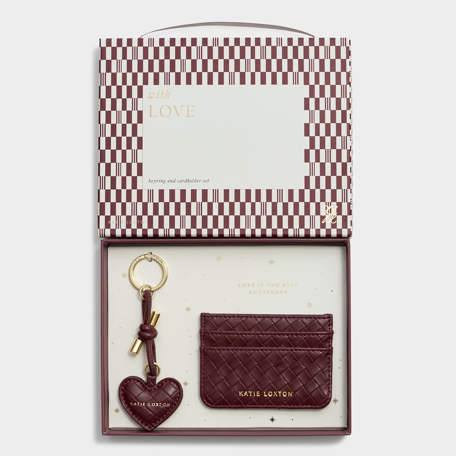 Katie Loxton Women's Faux Leather Keyring & Card Holder Gift Set - Cherry Red - Available at M&S