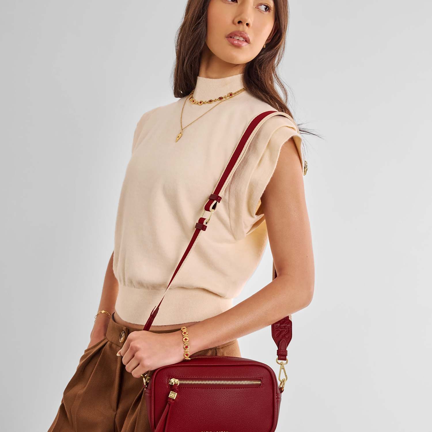 Katie Loxton Women's Faux Leather Camera Cross Body Bag - Red - Available at M&S