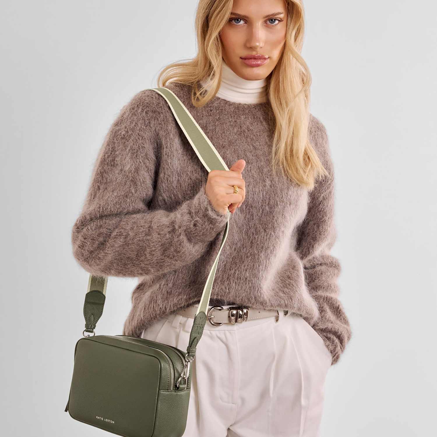 Katie Loxton Women's Faux Leather Cross Body Bag - Khaki - Available at M&S