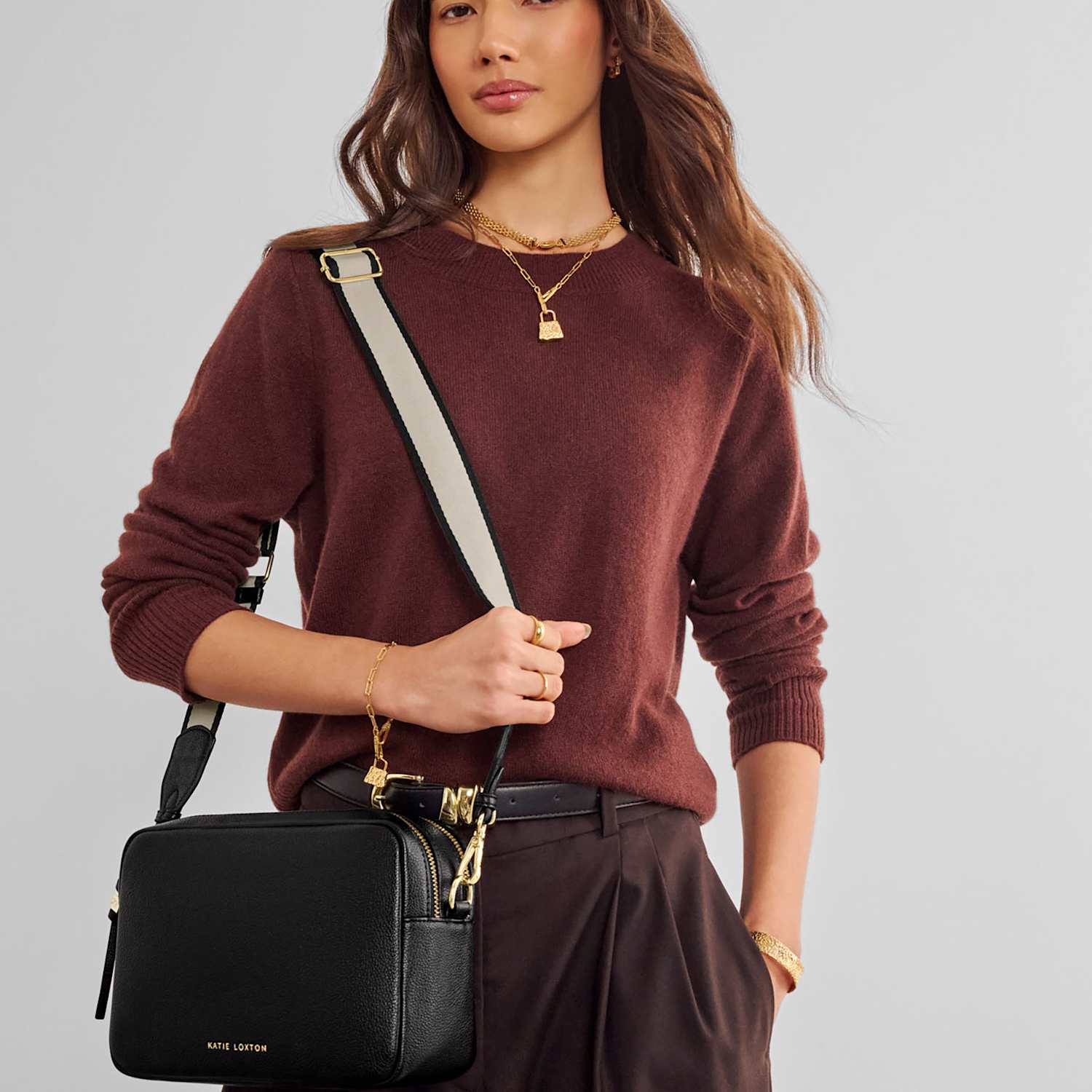 Katie Loxton Women's Faux Leather Cross Body Bag - Black - Available at M&S
