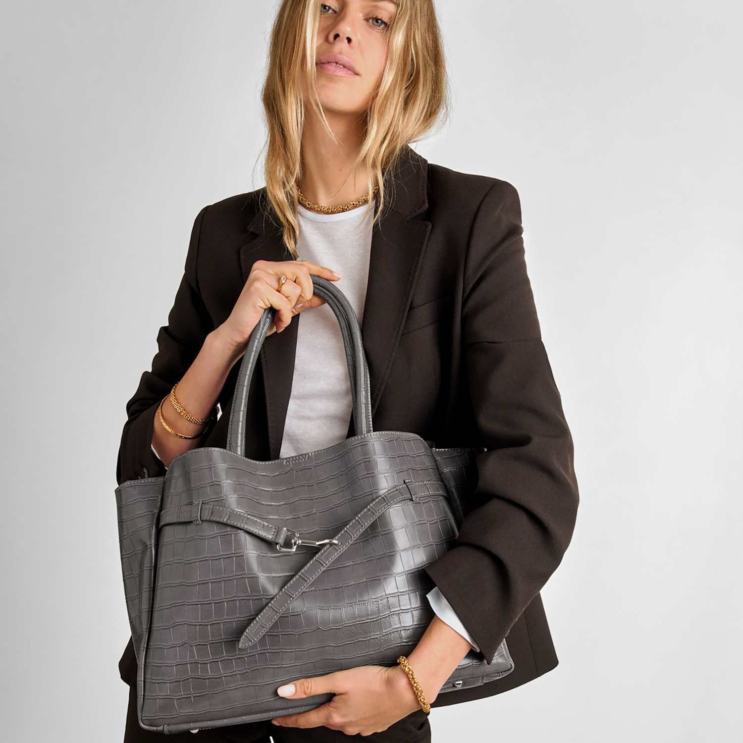 Katie Loxton Women's Faux Leather Tote Bag - Grey - Available at M&S