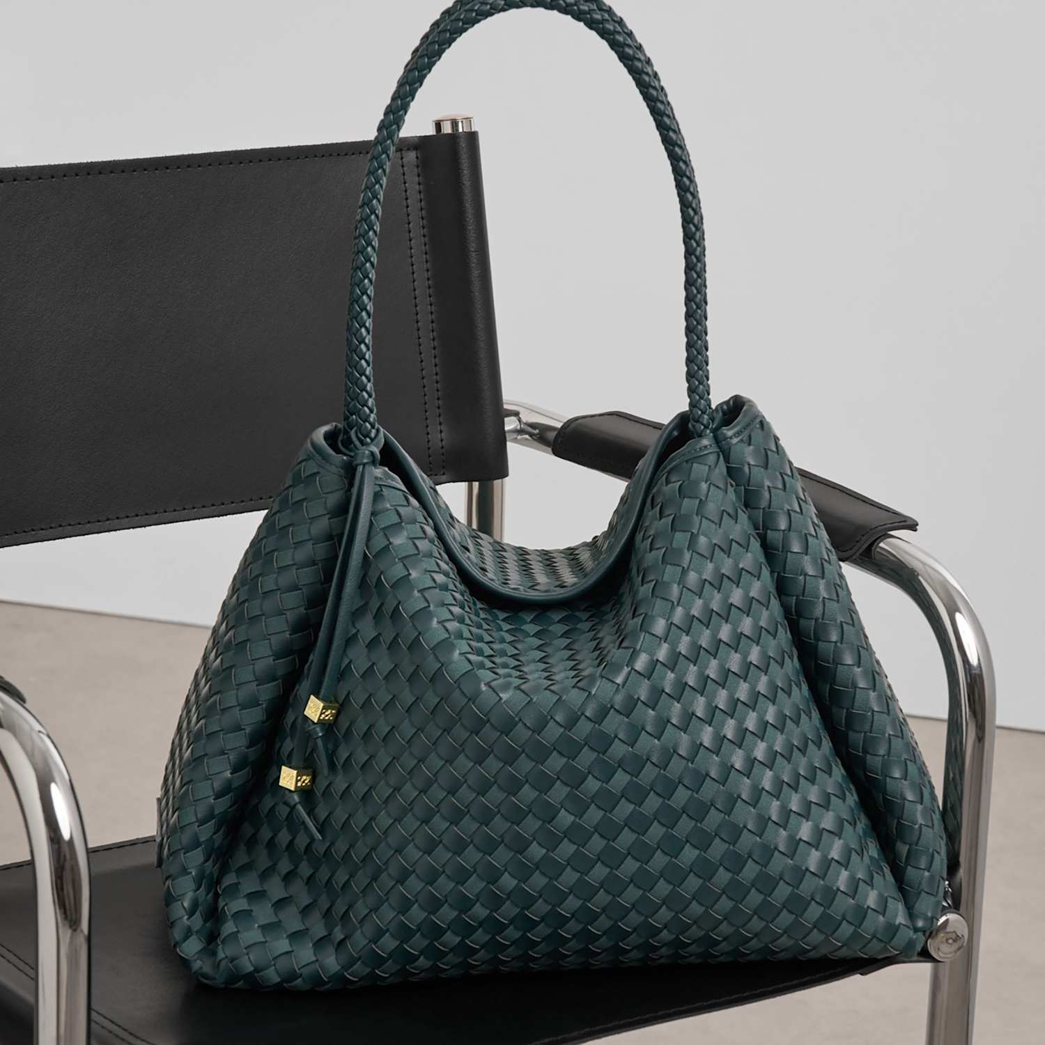 Katie Loxton Women's Faux Leather Woven Slouchy Shoulder Bag - Teal Mix - Available at M&S