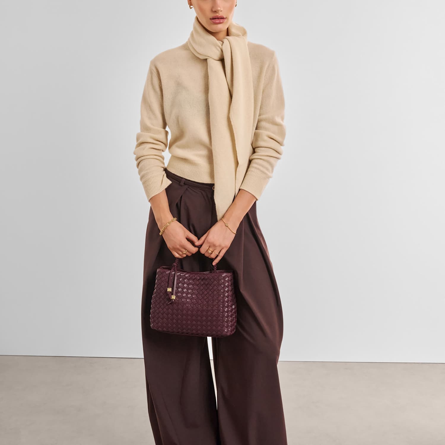 Katie Loxton Women's Faux Leather Woven Top Handle Grab Bag - Cherry Red - Available at M&S