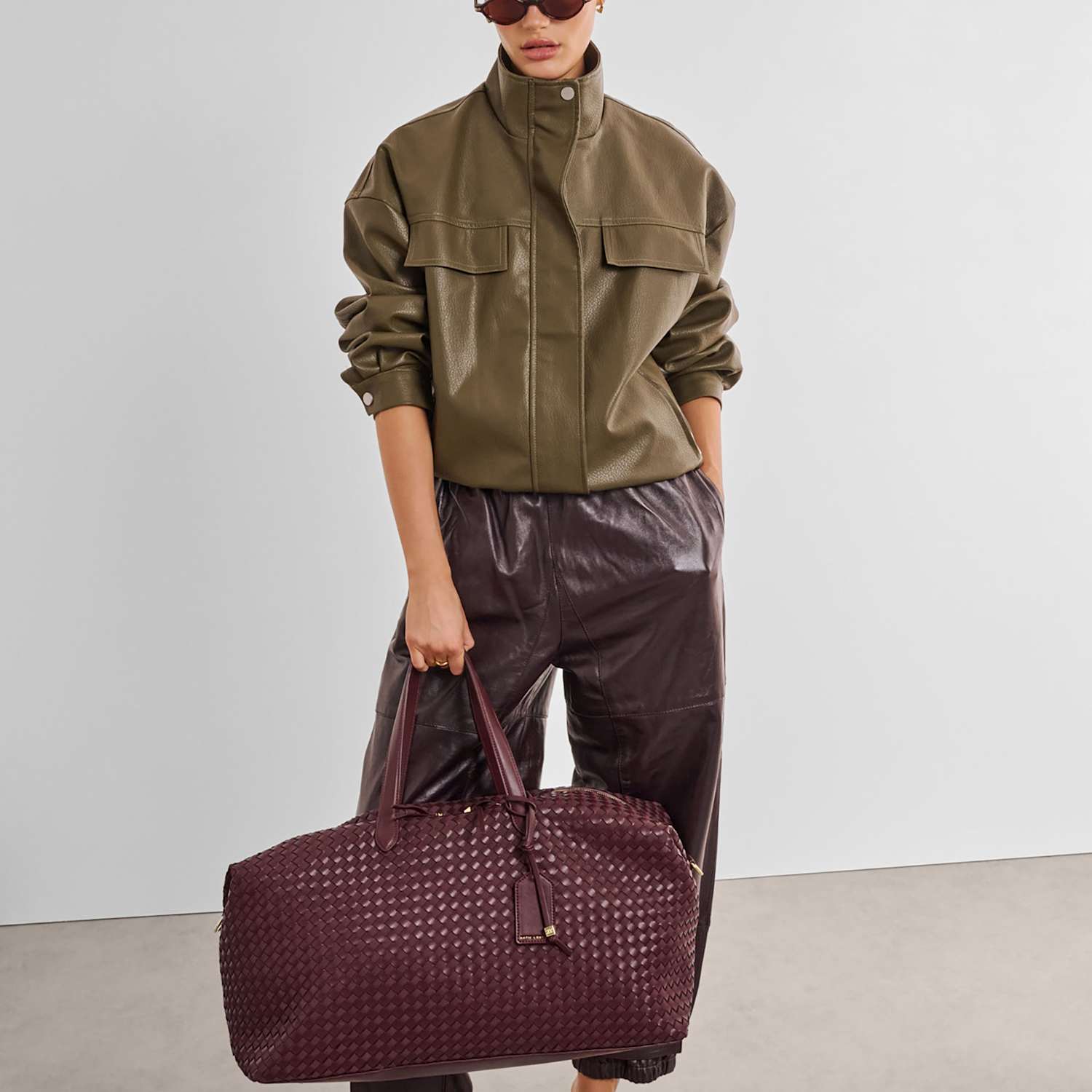 Katie Loxton Women's Faux Leather Woven Weekend Bag - Cherry Red - Available at M&S