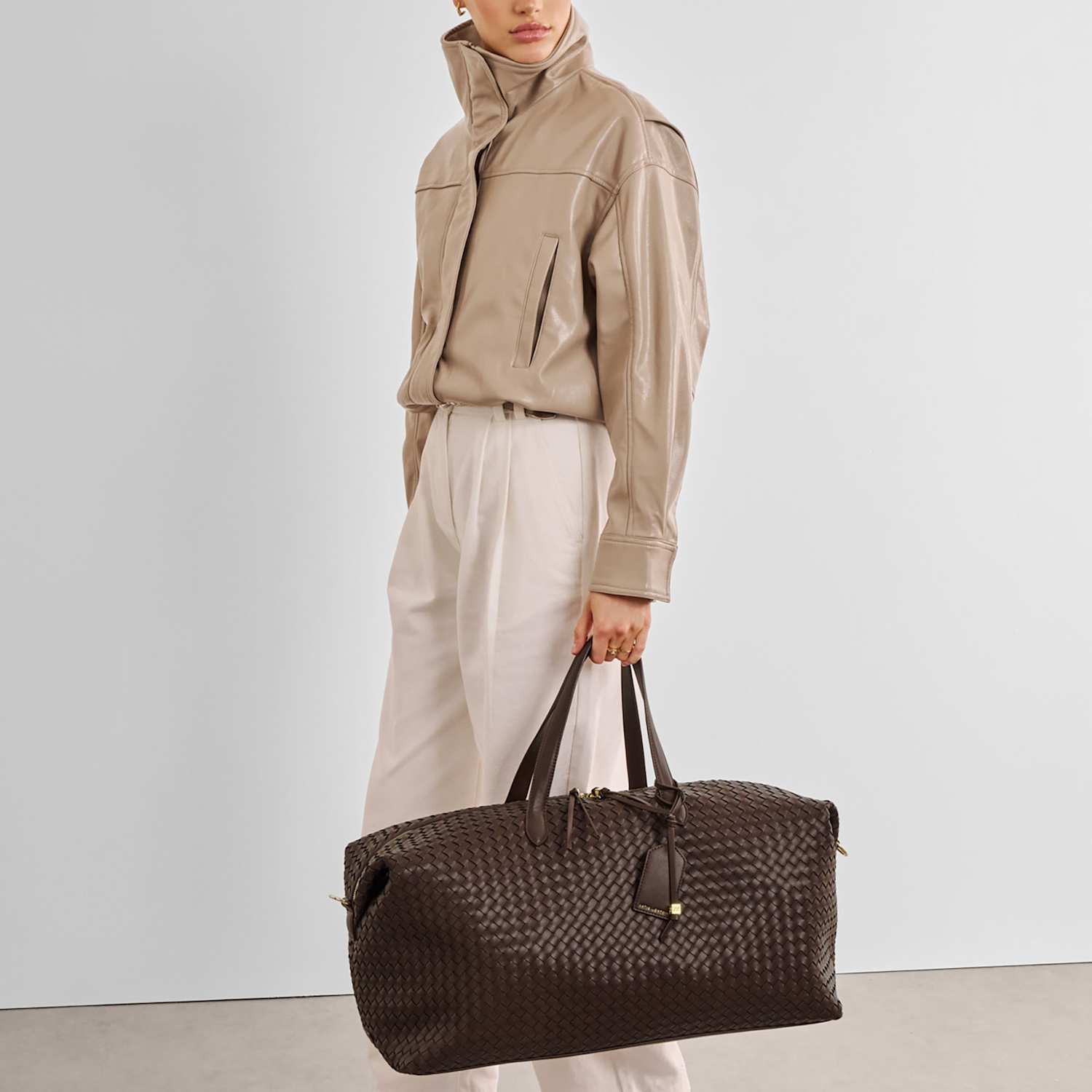 Katie Loxton Women's Faux Leather Woven Weekend Bag - Chocolate - Available at M&S