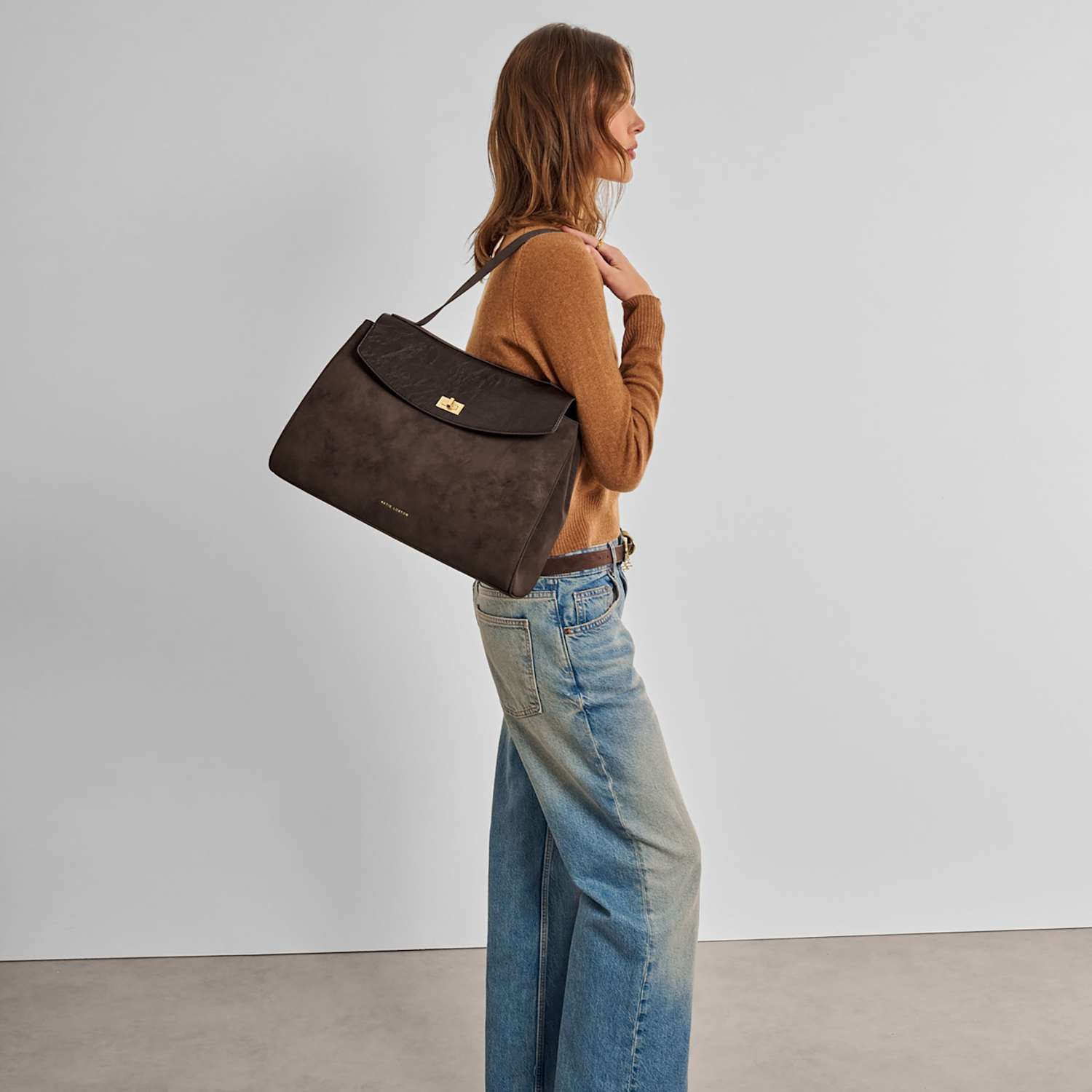Katie Loxton Women's Faux Suede Shoulder Bag - Chocolate - Available at M&S