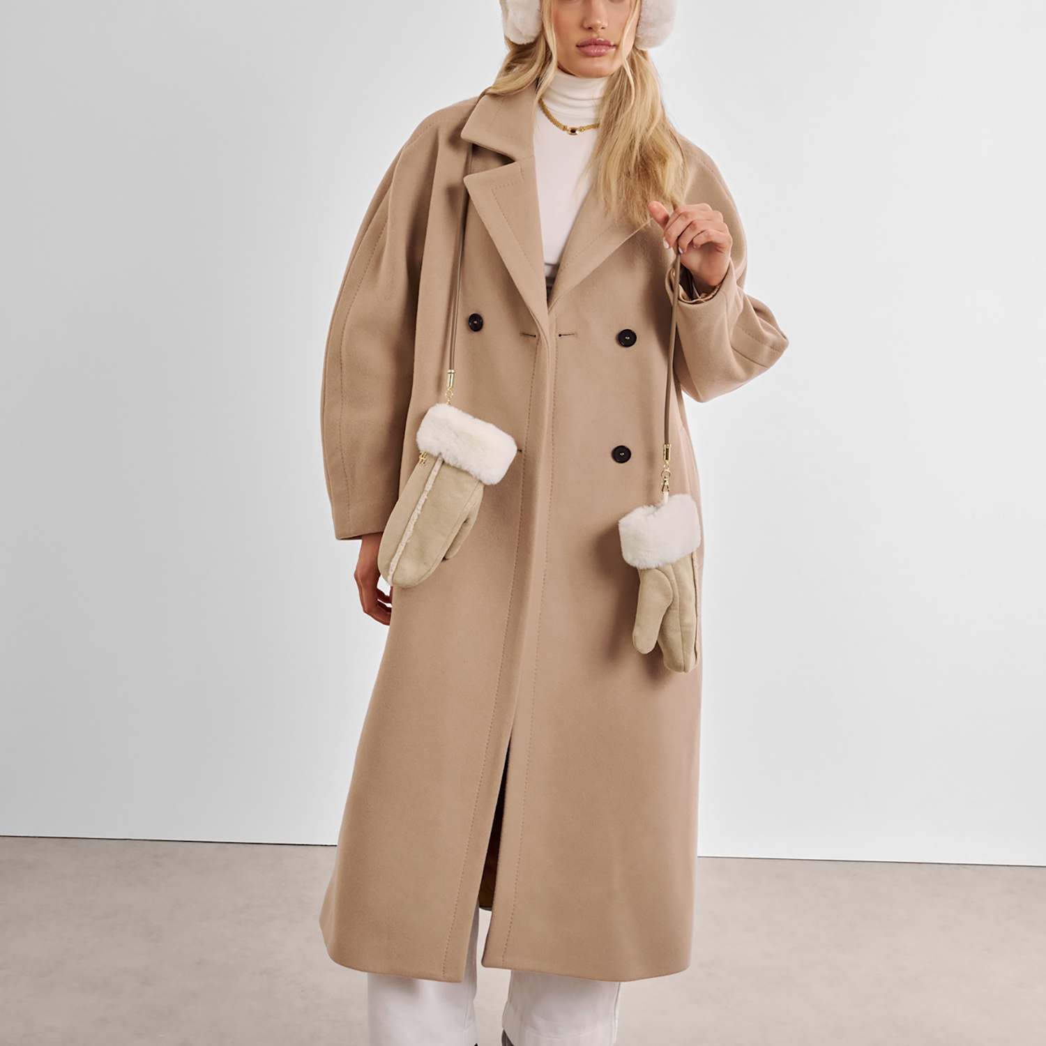 Katie Loxton Women's Faux Suede Mittens - Cream Mix - Available at M&S