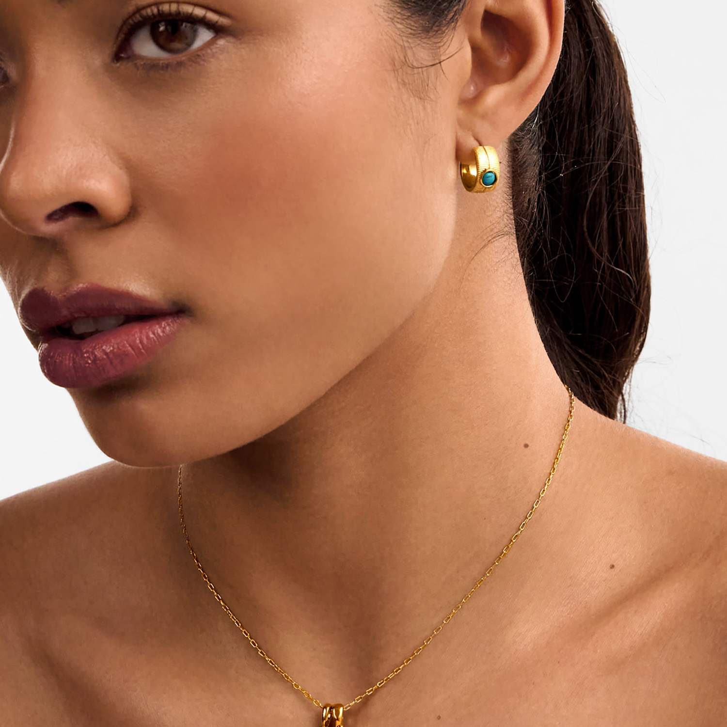 Katie Loxton Women's December Birthstone Turquoise Chain Necklace - Gold Mix - Available at M&S