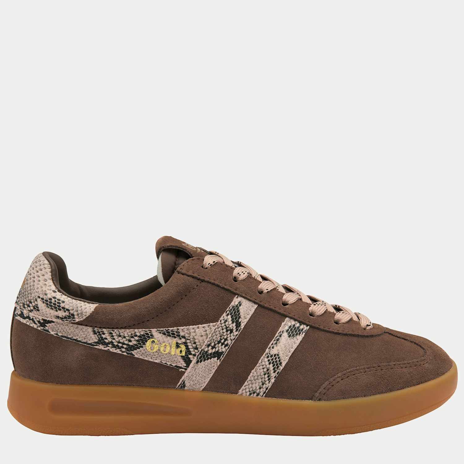 Gola Women's Cyclone Suede Snake Print Lace Up Trainers - 8 - Brown Mix - Available at M&S