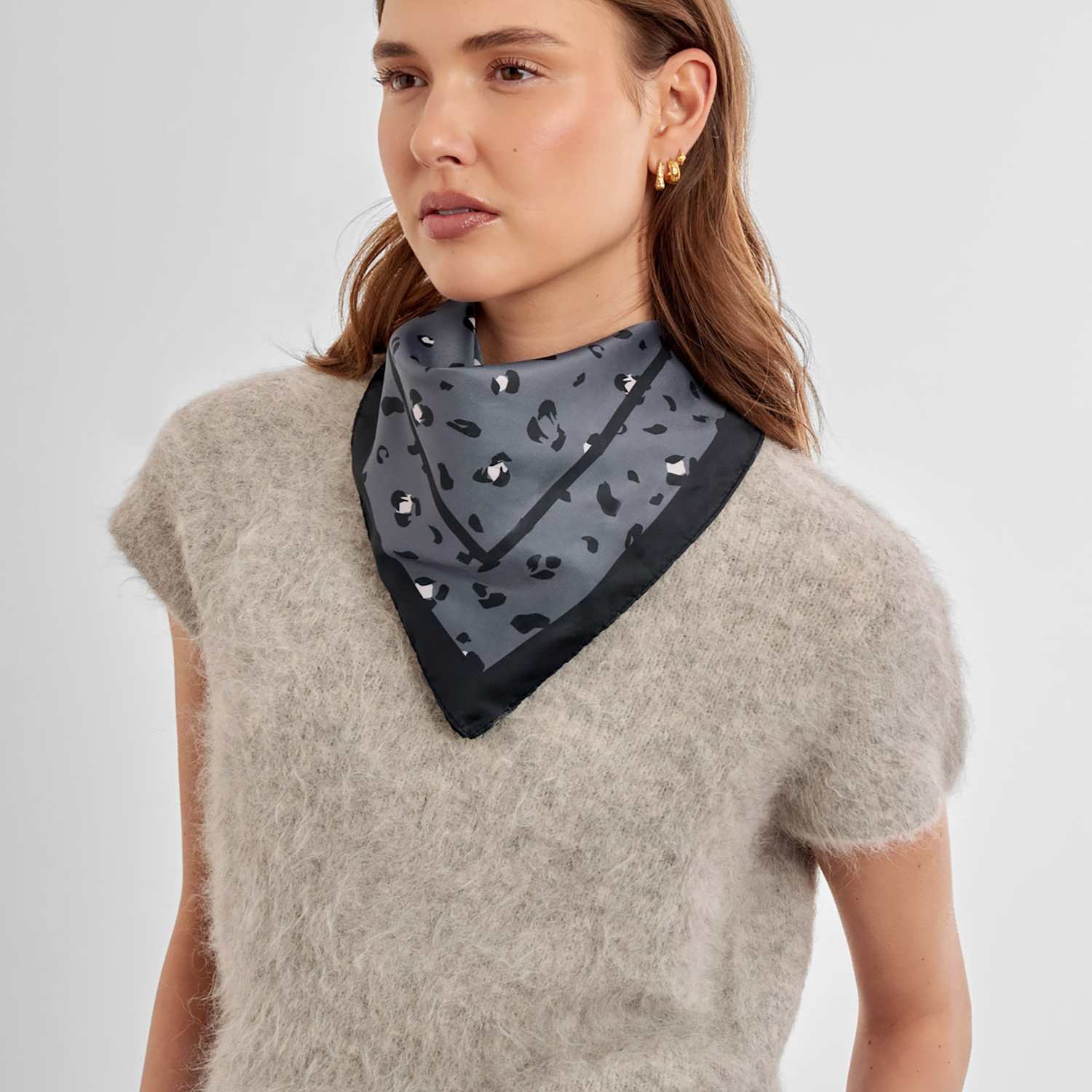 Katie Loxton Women's Satin Leopard Print Multiway Scarf - Blue/Black - Available at M&S